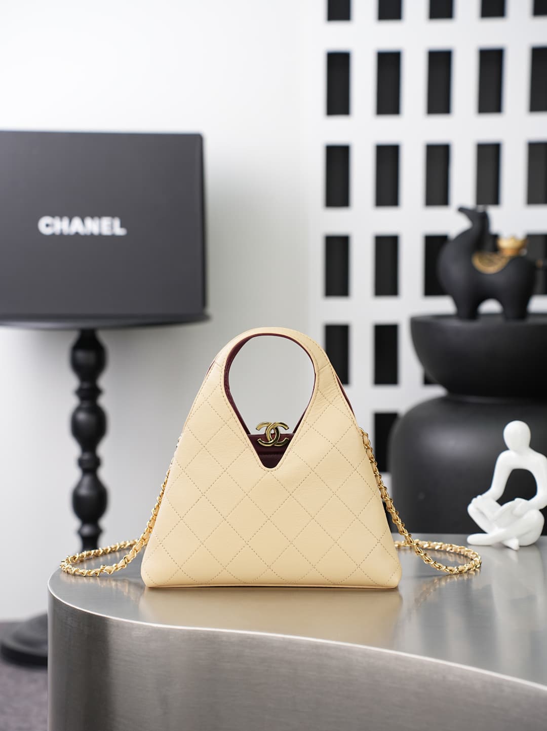Chanel Shopping Bag Lambskin & Gold-Tone Metal Beige AS6392 A
