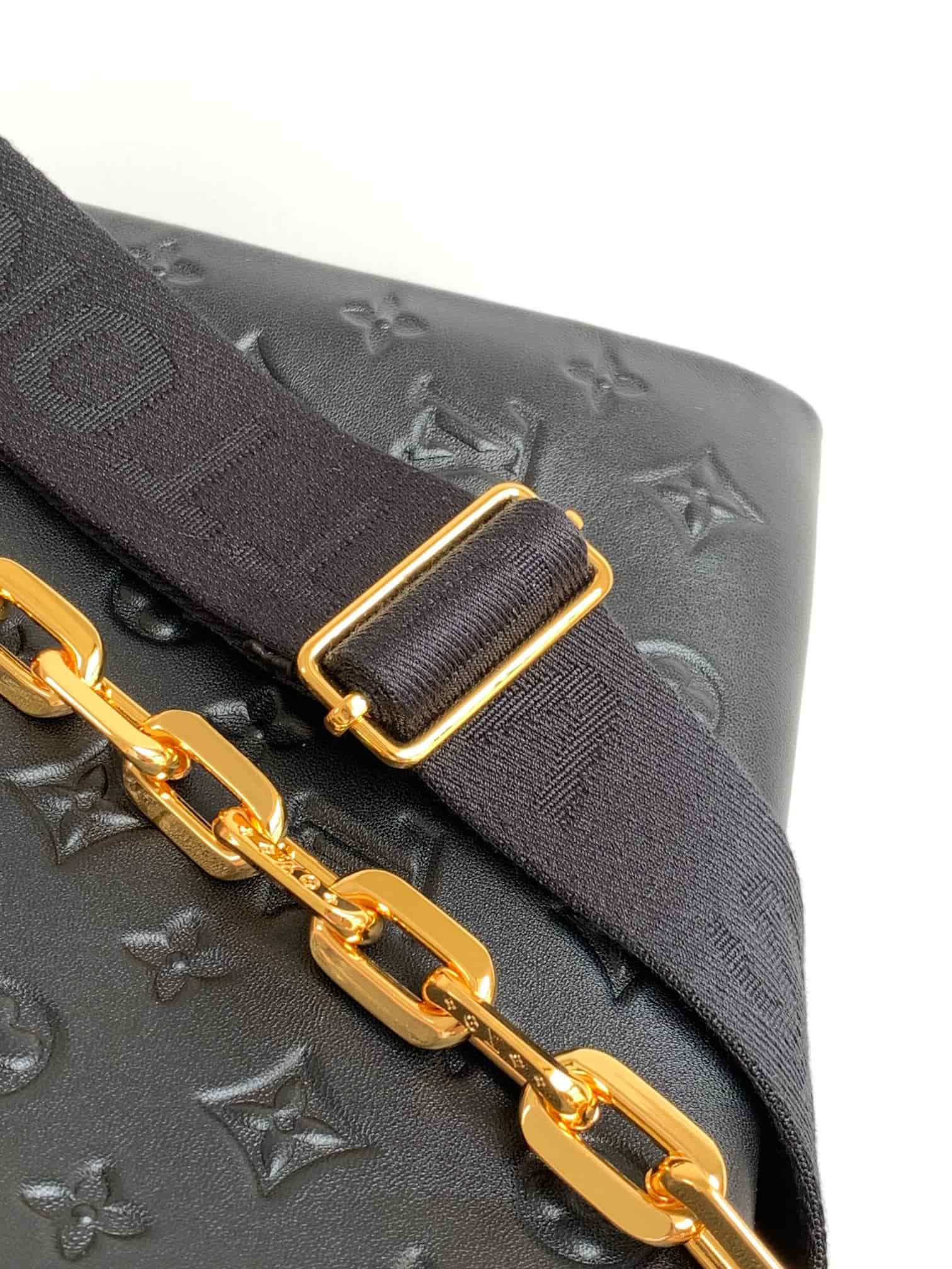 Louis Vuitton Coussin PM Black Monogram-embossed puffy lambskin M21260 High