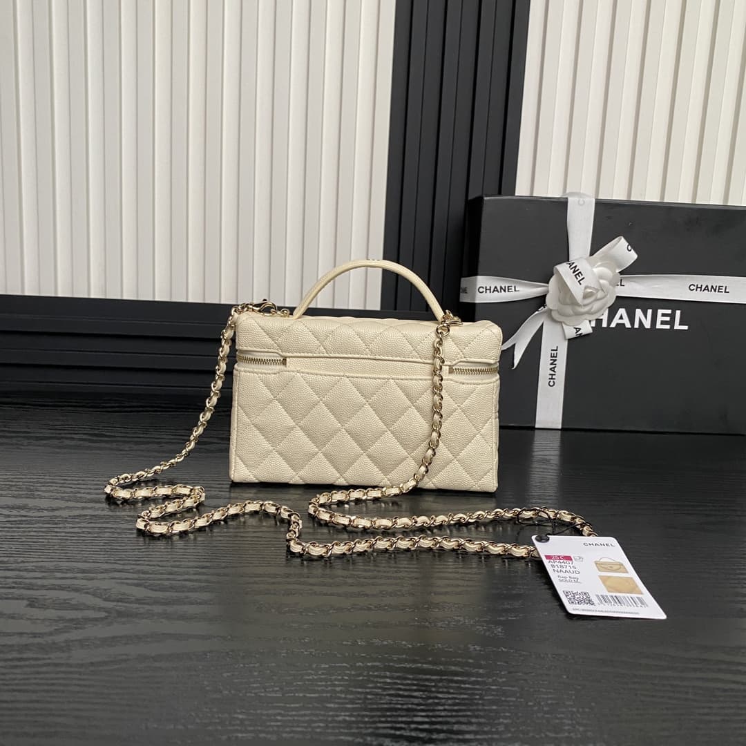 Chanel VANITY WITH CHAIN AP4407 Grained Calfskin & Gold-Tone Metal Cream High