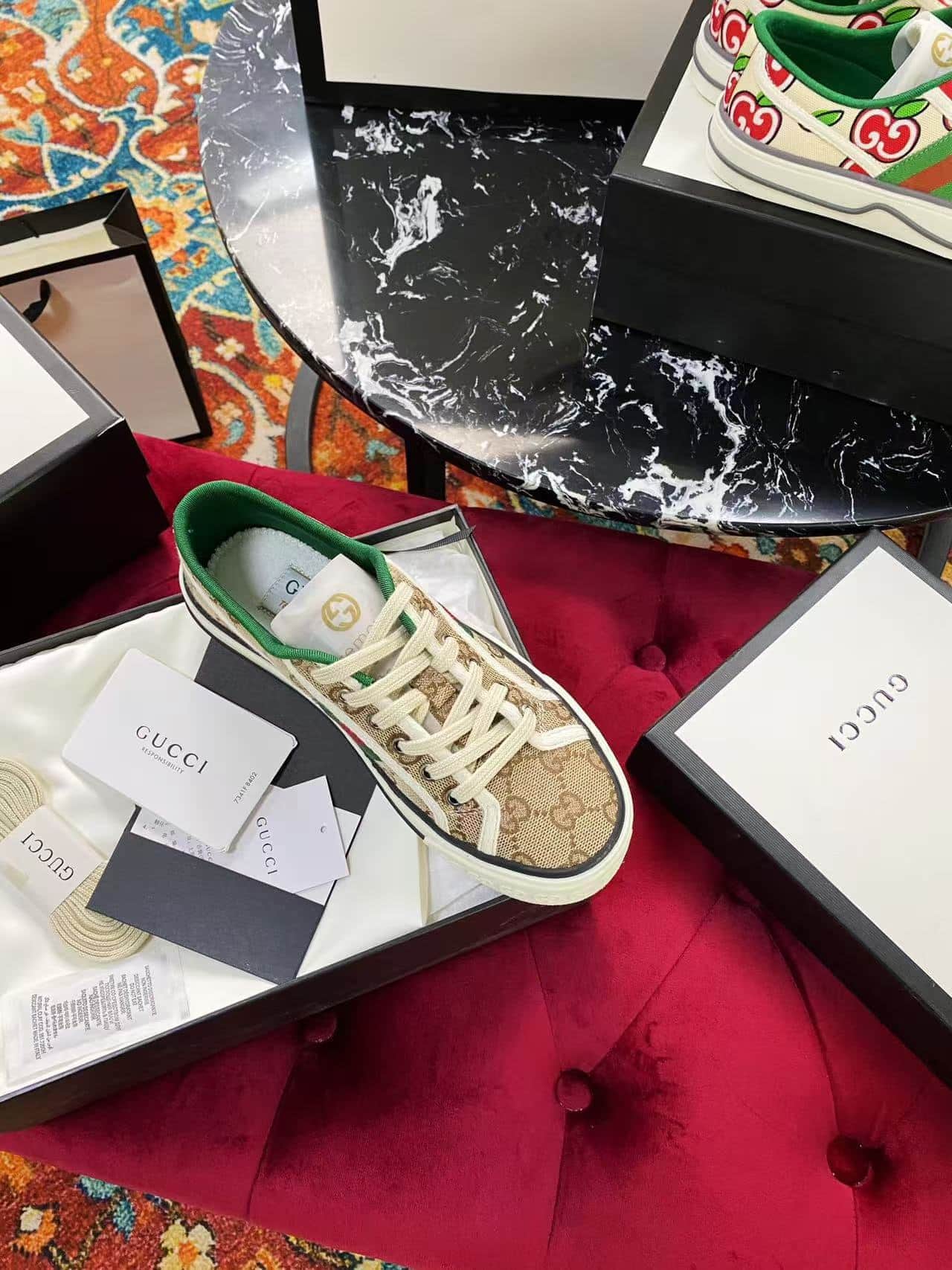 Gucci Tennis 1977 Sneaker Shoes in beige/ebony GG canvas