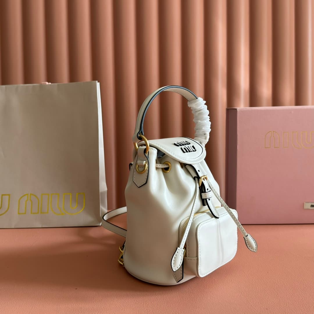 Miu Miu Calfskin Leather backpack White 5BZ045 High