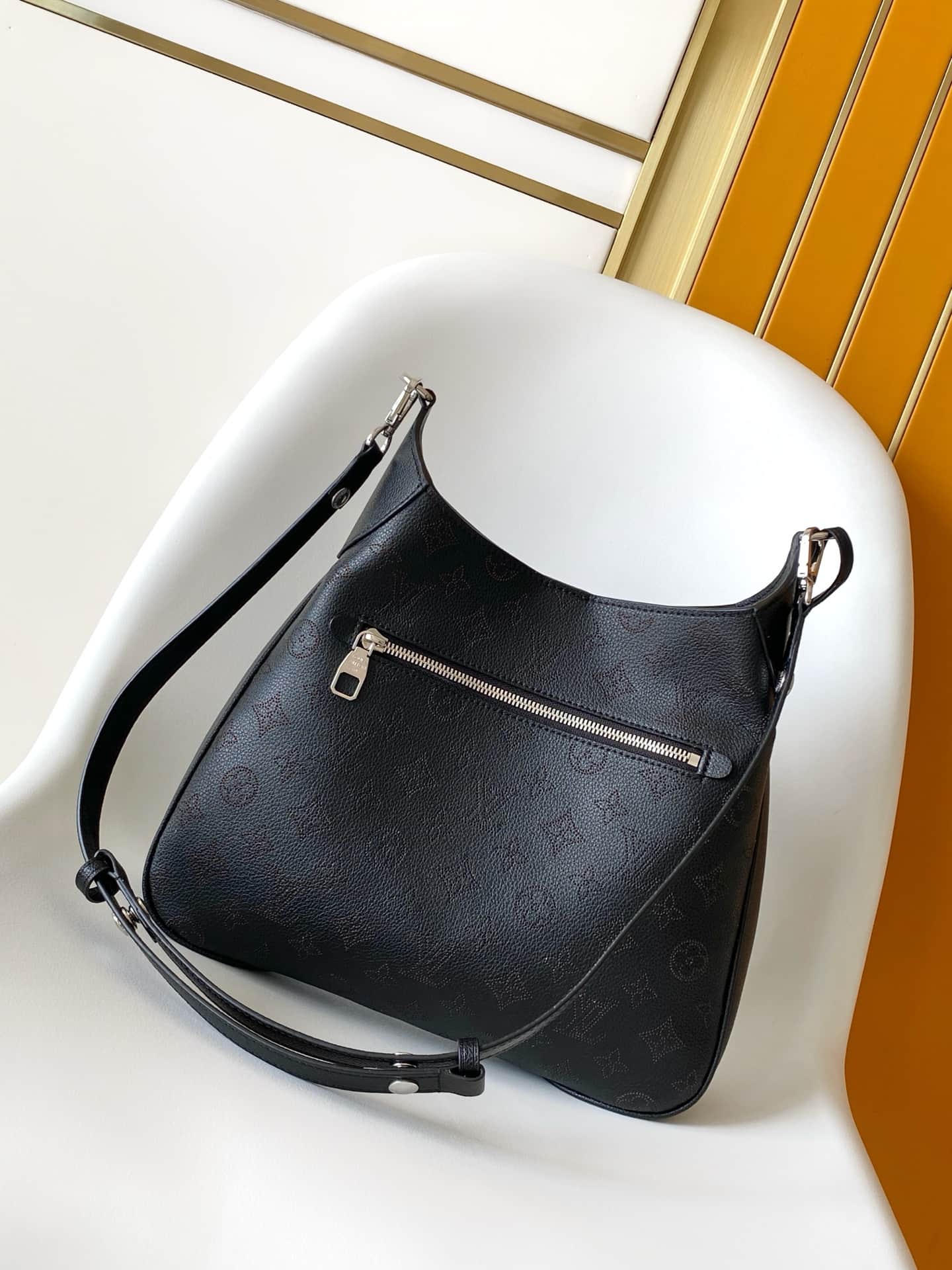 Louis Vuitton All Around MM Black Perforated Mahina calfskin leather M14618 High