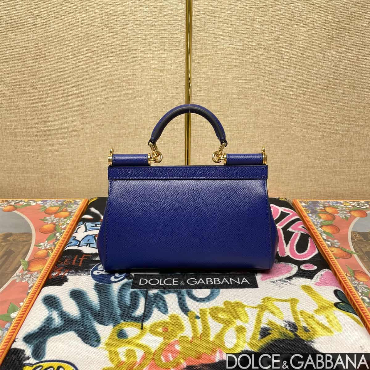 Dolce & Gabbana Miss Sicily top handle bag calfskin leather Royal blue high