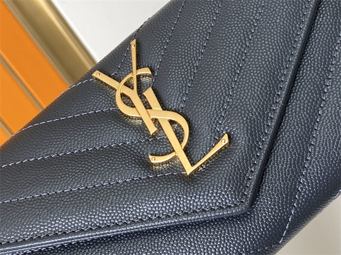 CASSANDRE MATELASSÉ LARGE FLAP WALLET IN GRAIN DE POUDRE LEATHER Beige High