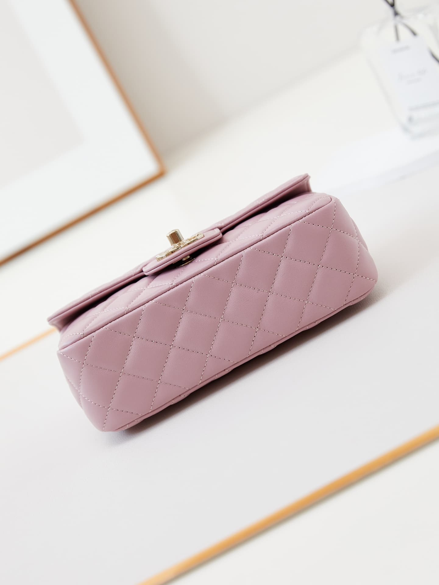 Chanel Mini Flap Bag with Top Handle Lambskin& Gold-Tone Metal White AS4924 A
