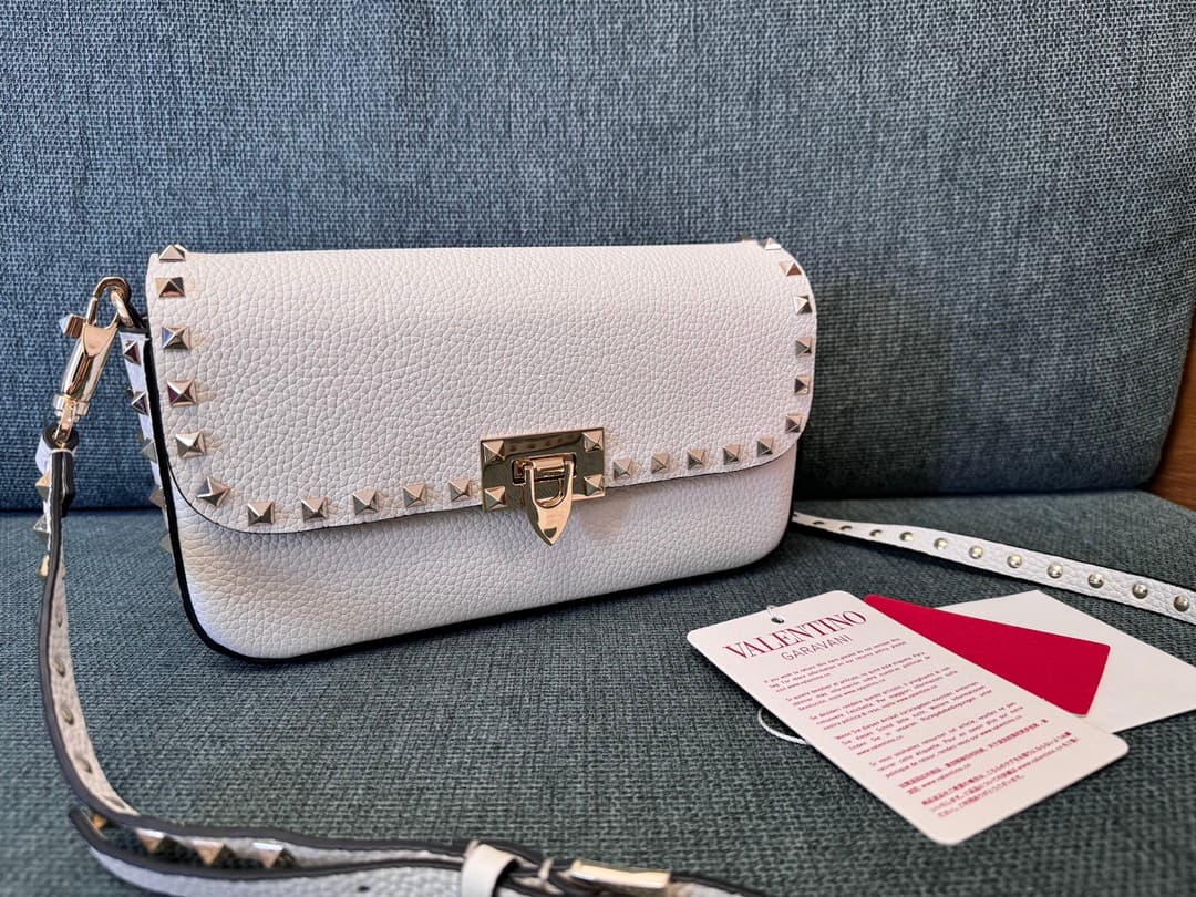 Valentino Garavani Small Rockstud Shoulder Bag White High