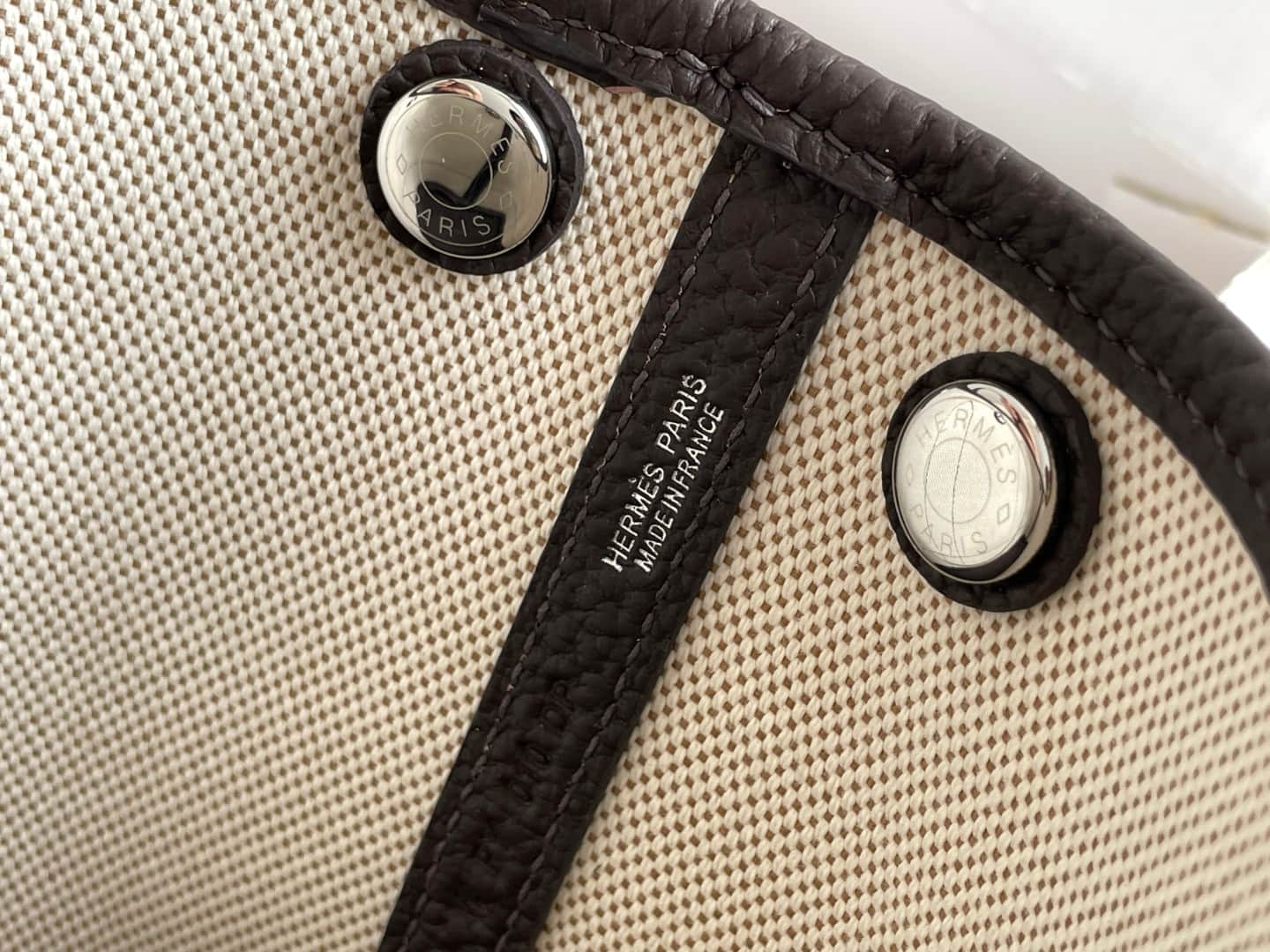 Hermes Garden Party 23 bag in Ebony Togo Leather With Canvas WAX High
