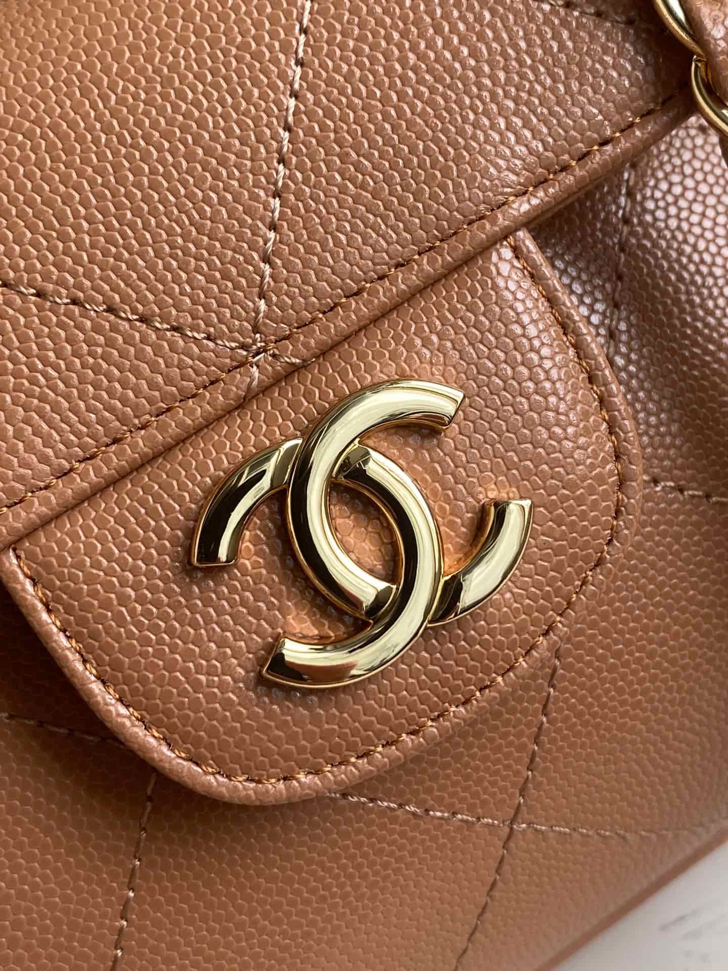 Chanel Tote Bag Grained Calfskin&Gold-Tone Metal Brown AS6025 High