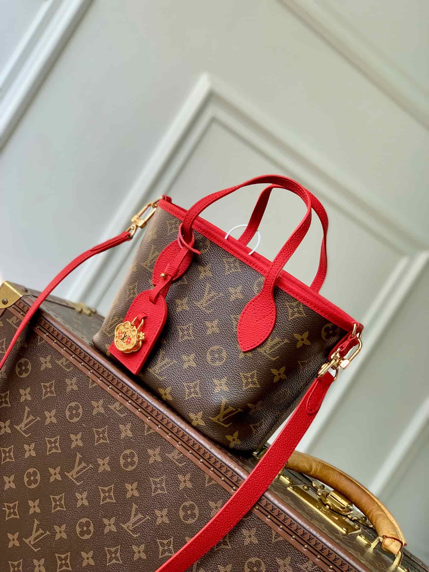 Louis Vuitton Neverfull Inside Out BB Monogram/Sari Red M28318 High