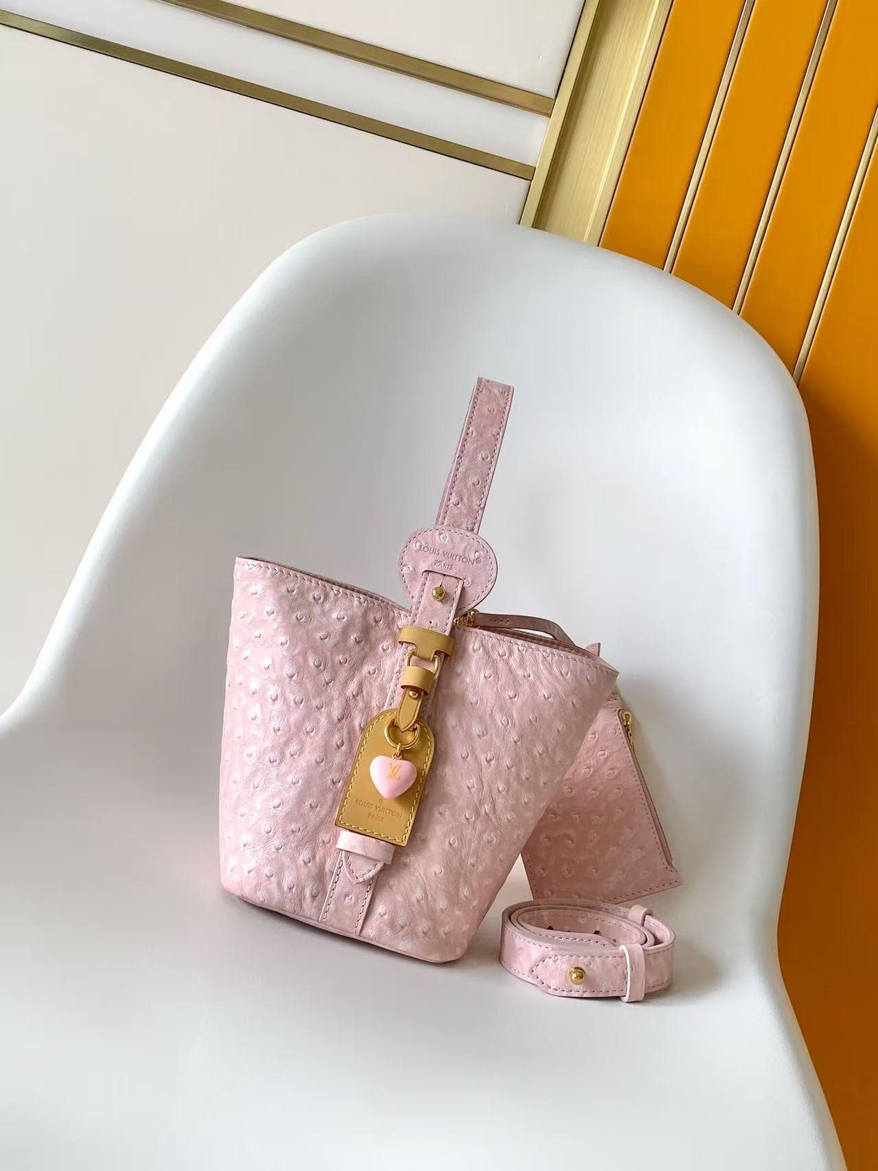Louis Vuitton All In BB Light Bliss Ostrich-embossed Leather M14356 High