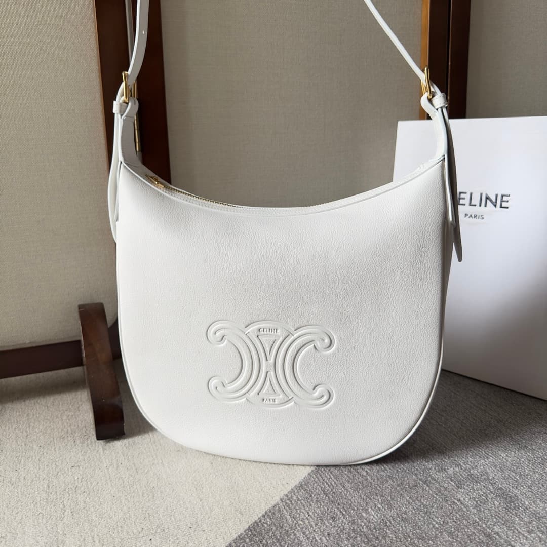 Celine Heloise Bag in White Supple Grained Calfskin High