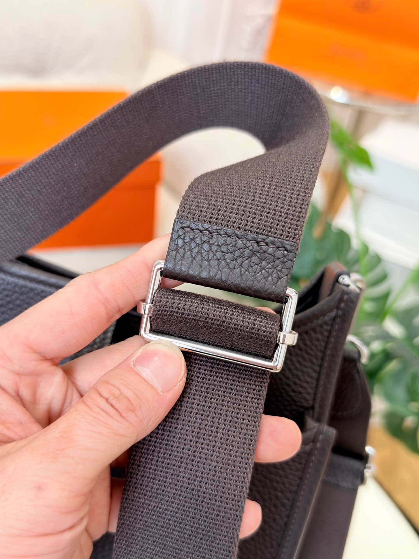 Hermes Evelyne Mini 23 Bag Calfskin In Ebony WAX High