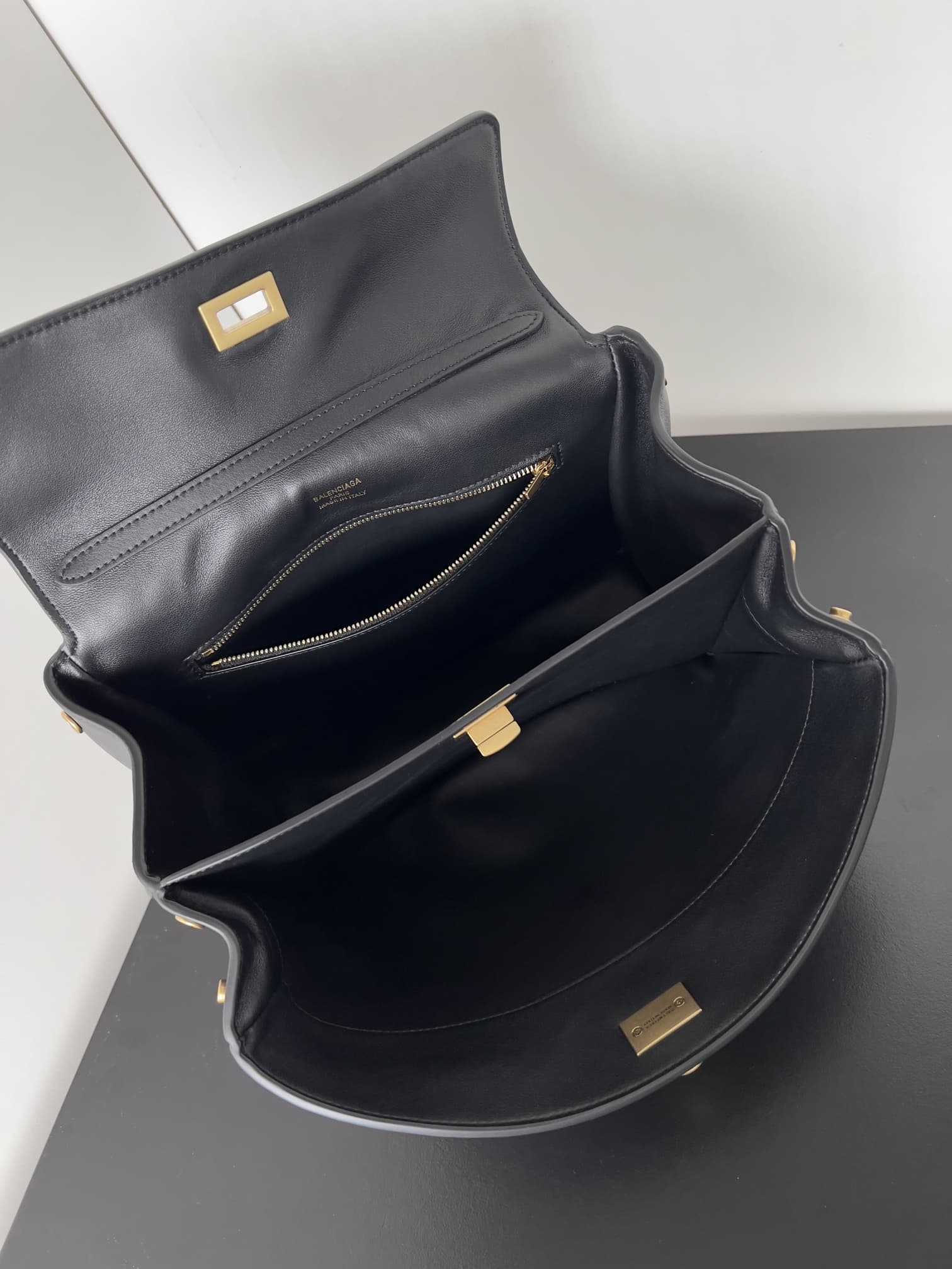 WOMEN'S RODEO SMALL HANDBAG smooth calfskin Black Gold-Metal High