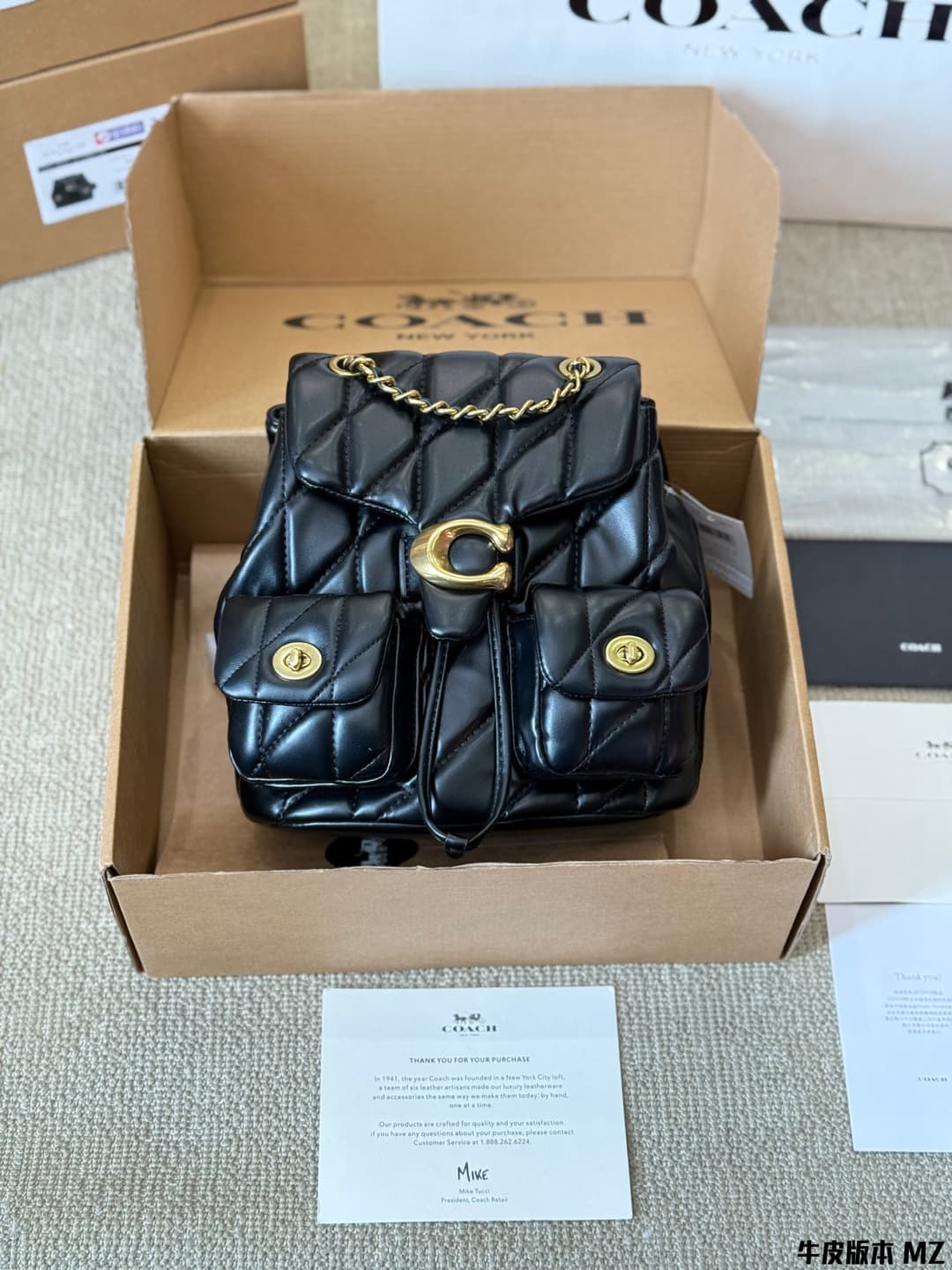 Coach Tabby Backpack With Pillow Quilting Nappa leather Black
