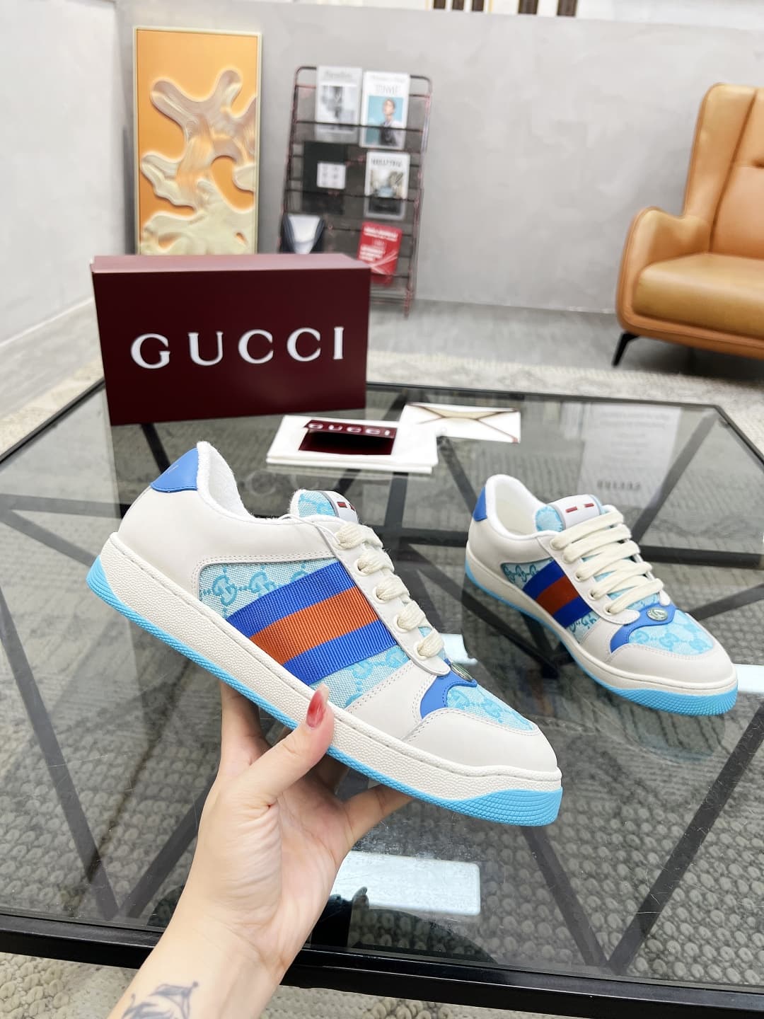 Gucci Double G Logo Rubber Slingback Sneaker  Shoes Men