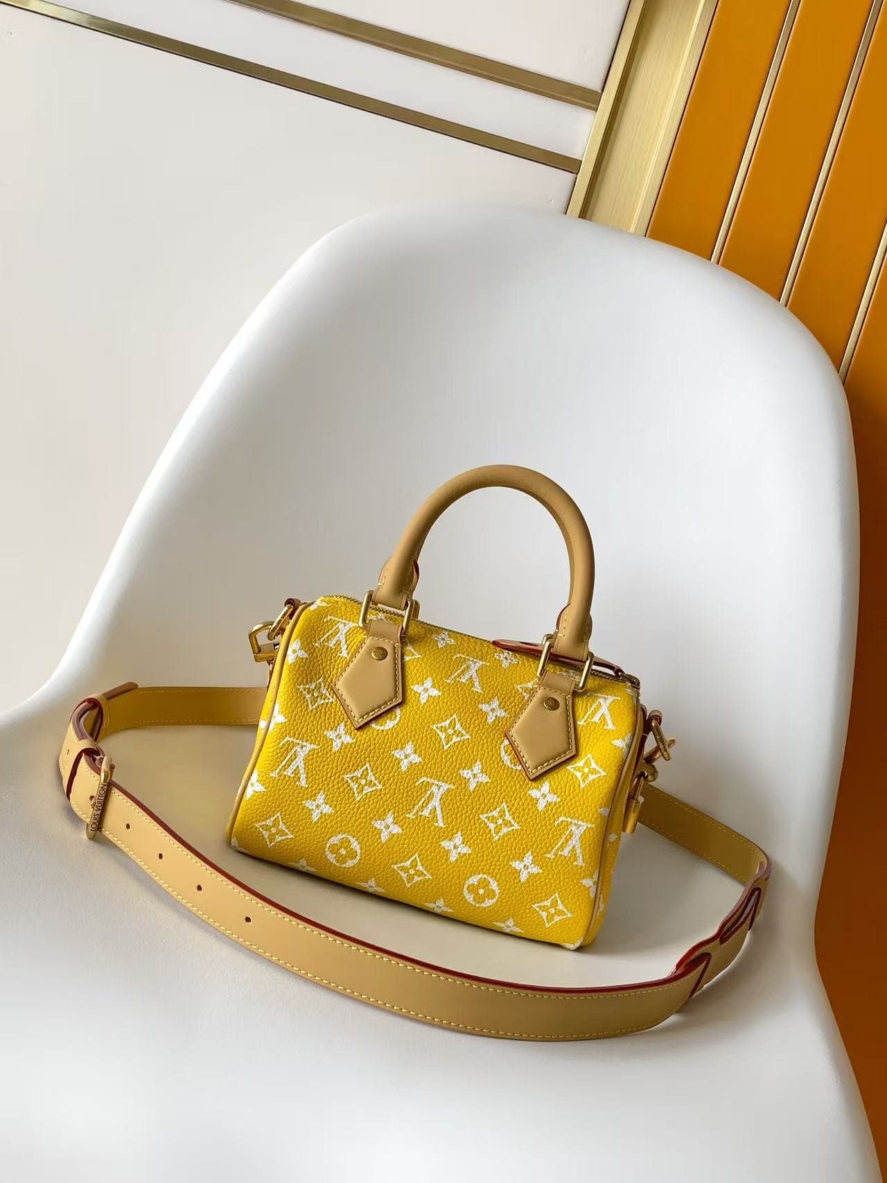 Louis Vuitton Speedy P9 Bandoulière 20 Yellow Calfskin leather M28186 High