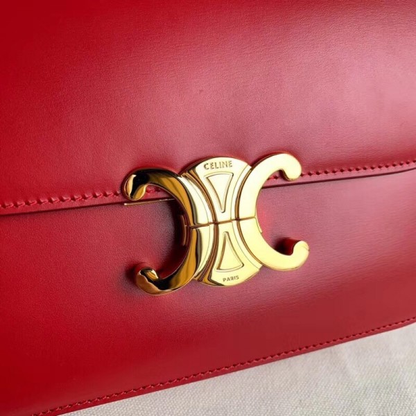 Celine Triomphe Medium Bag Calfskin Red High