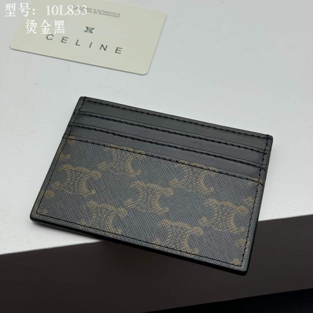 Celine Triomphe Canvas and Calfskin card holder High