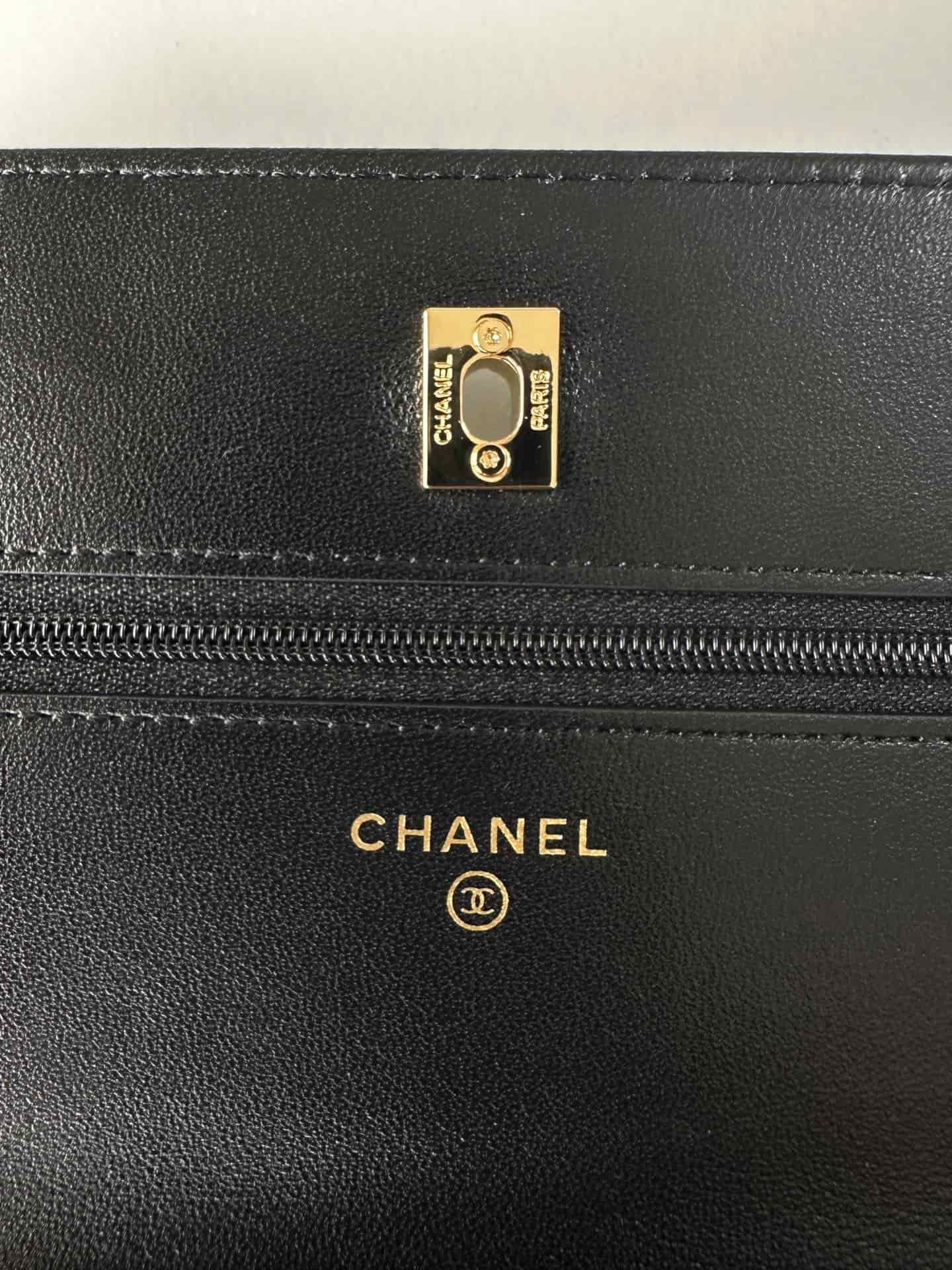 Chanel Classic Wallet on Chain Shiny Lambskin & Gold-Tone Metal AP4241 Black High