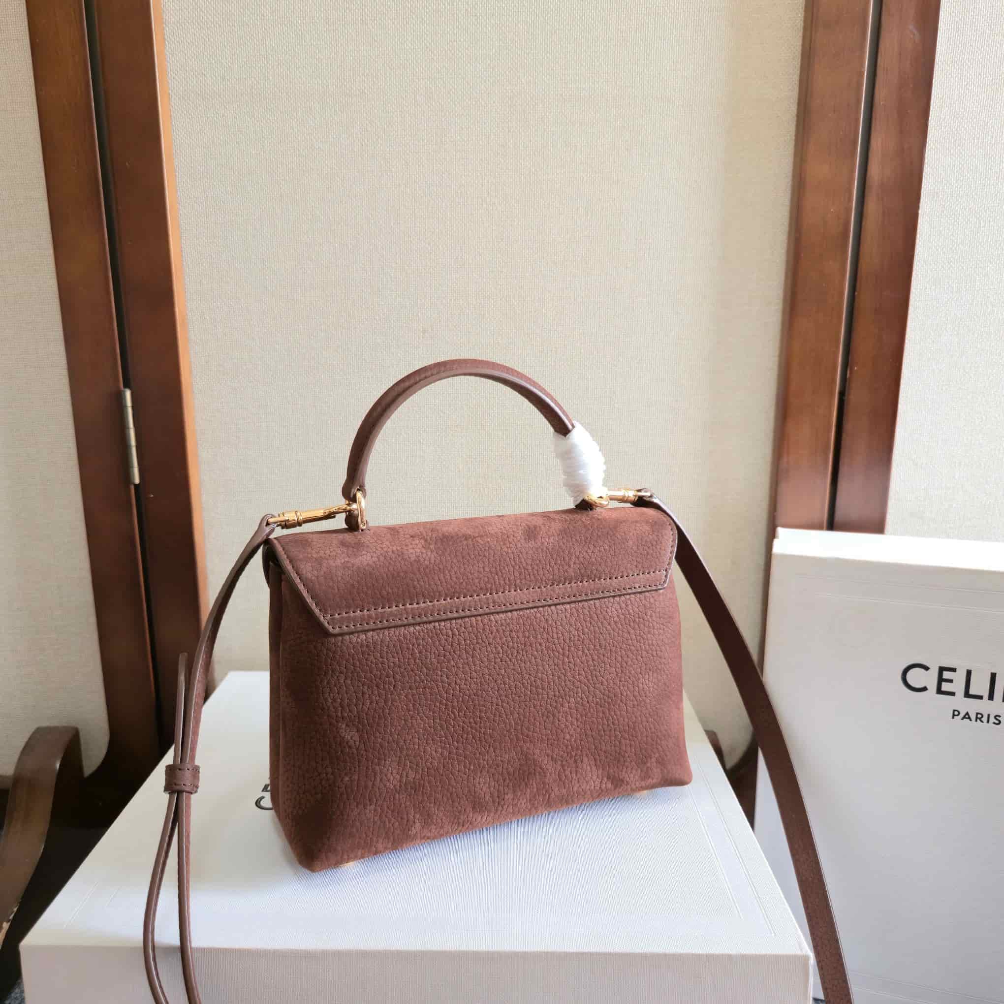 Celine Mini Nino Bag in Chestnut Grained Nubuck Calfskin High