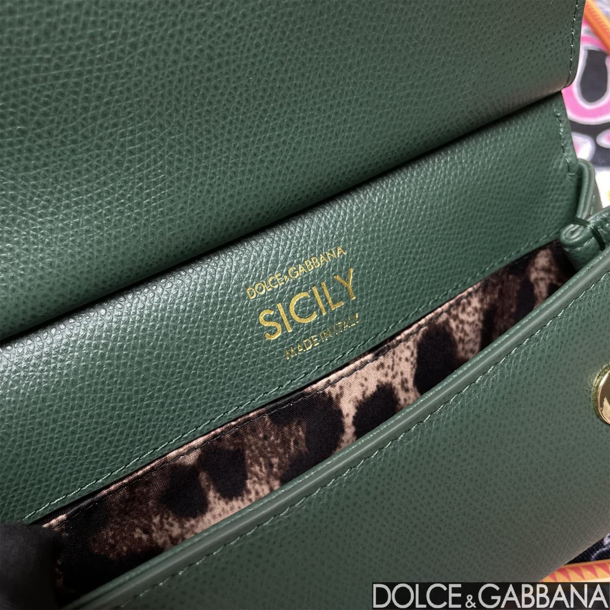 Dolce & Gabbana Miss Sicily top handle bag calfskin leather Green high