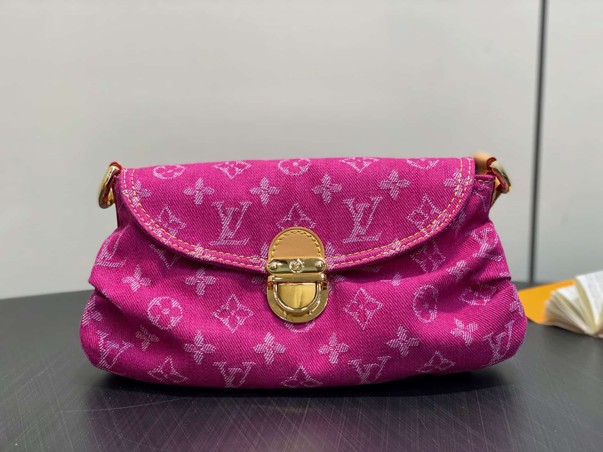 Louis Vuitton Monogram Fuchsia Denim Mini Pleaty Bag M95216 High