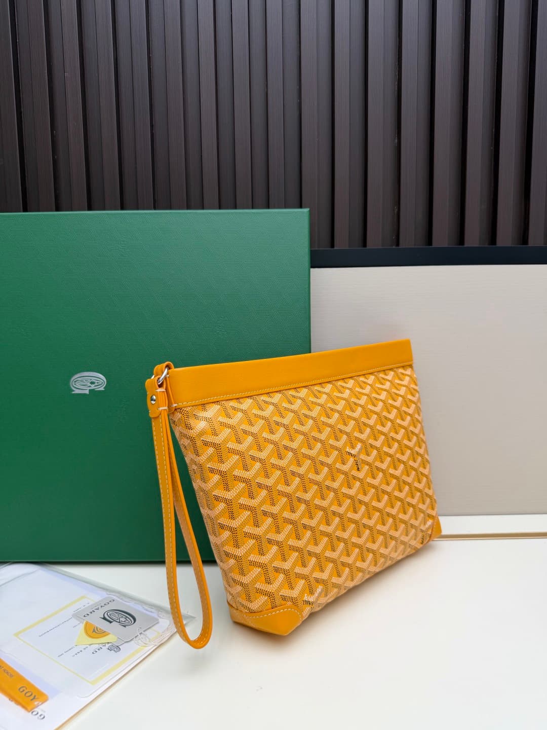 Goyard Conti pouch Goyardine canvas and Chevroches Calfskin Yellow High