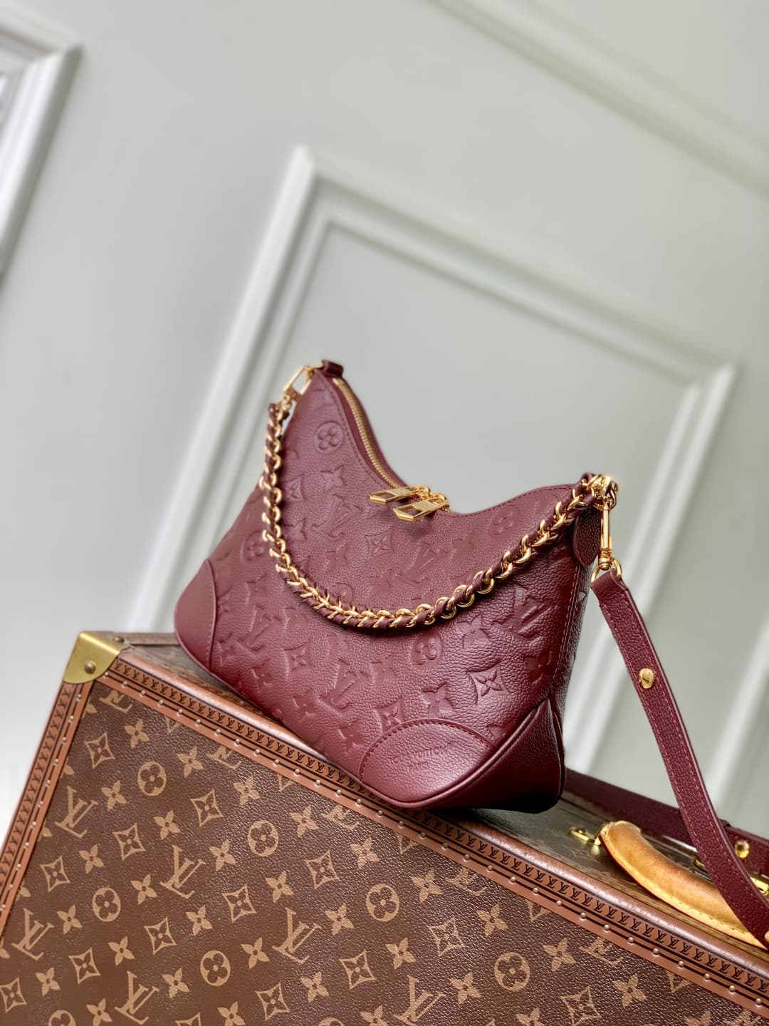Louis Vuitton Boulogne PM Monogram Empreinte Leather M12930 Wine Red High