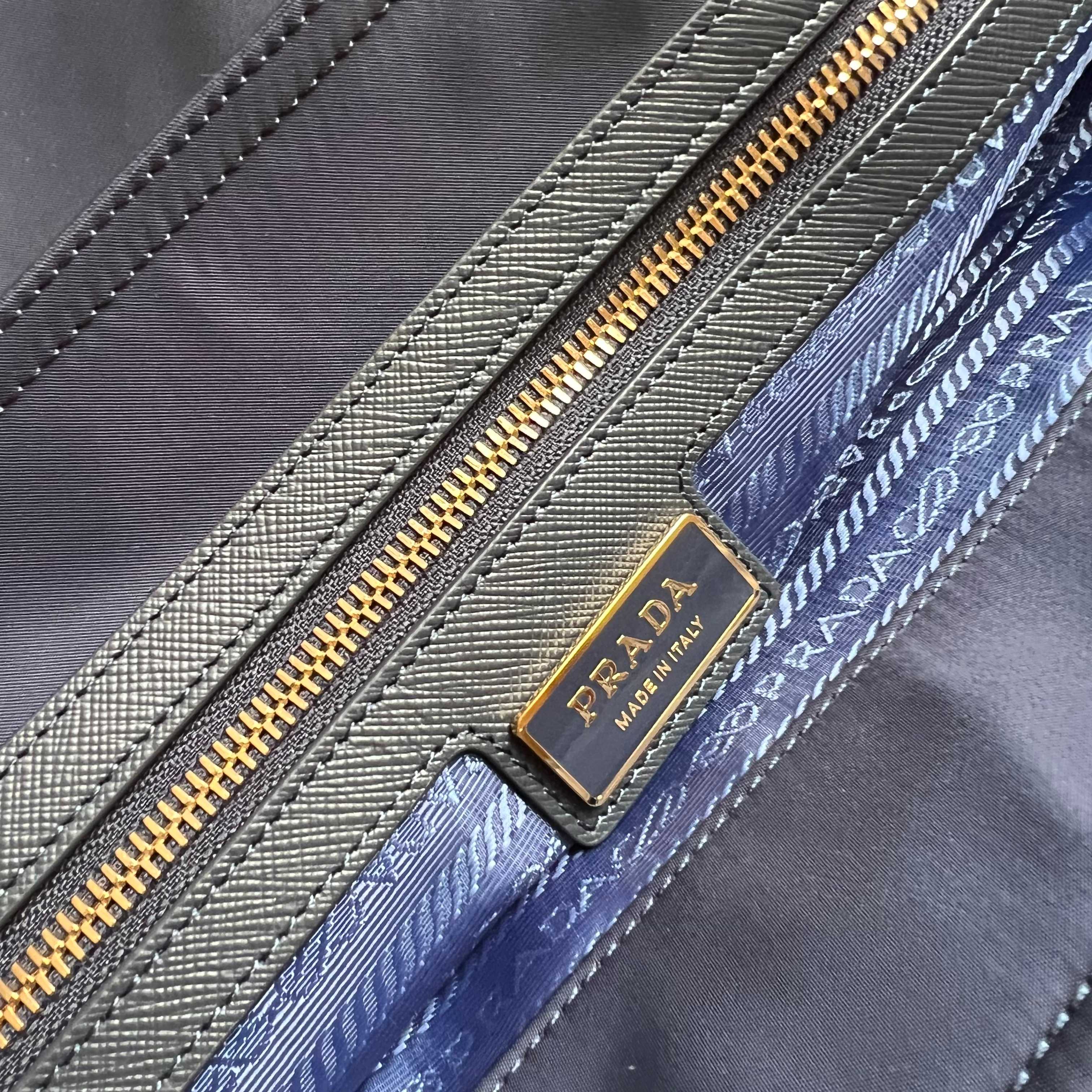 Prada Re-Edition 1978 medium Re-Nylon and Saffiano leather tote bag 1BG555 Baltic Blue High