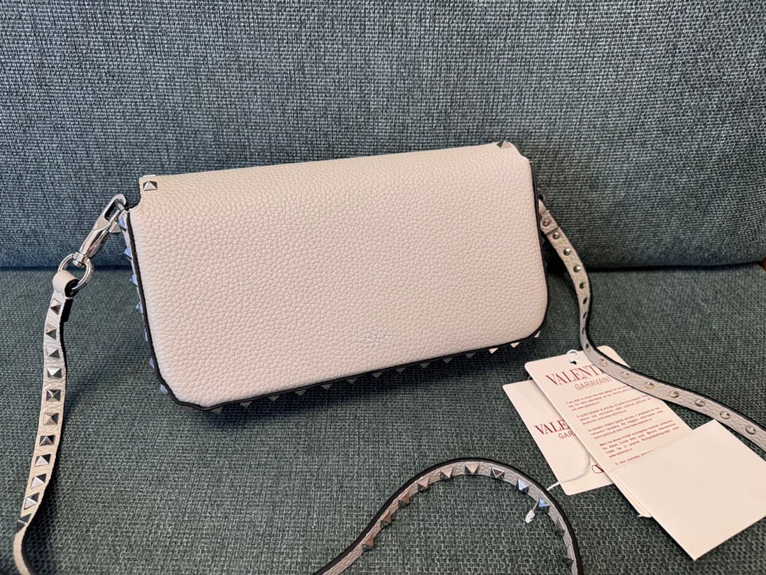Valentino Garavani Small Rockstud Shoulder Bag Grey High