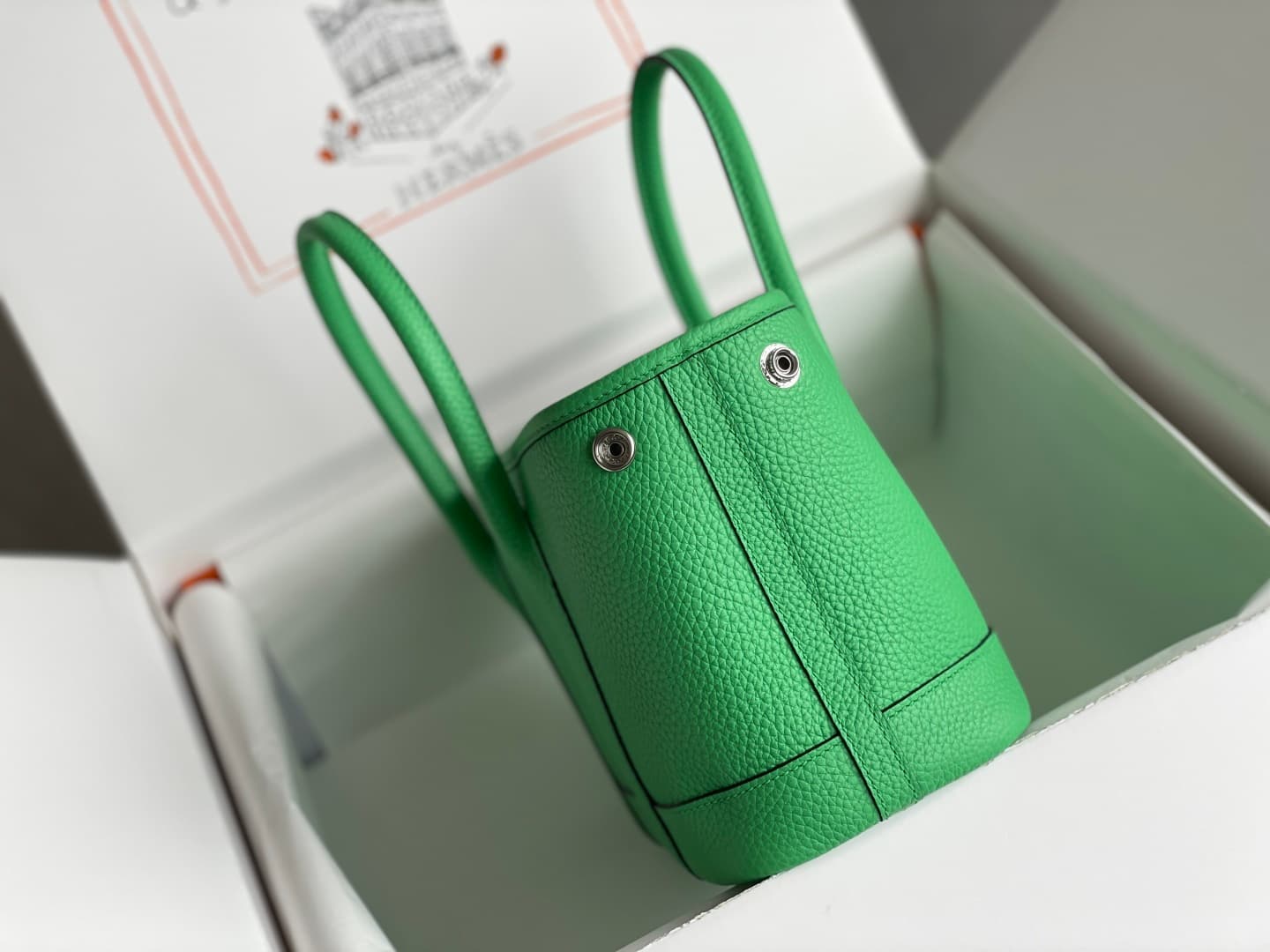 Hermes Garden Party 23 bag in Vert Comics Togo Leather WAX High