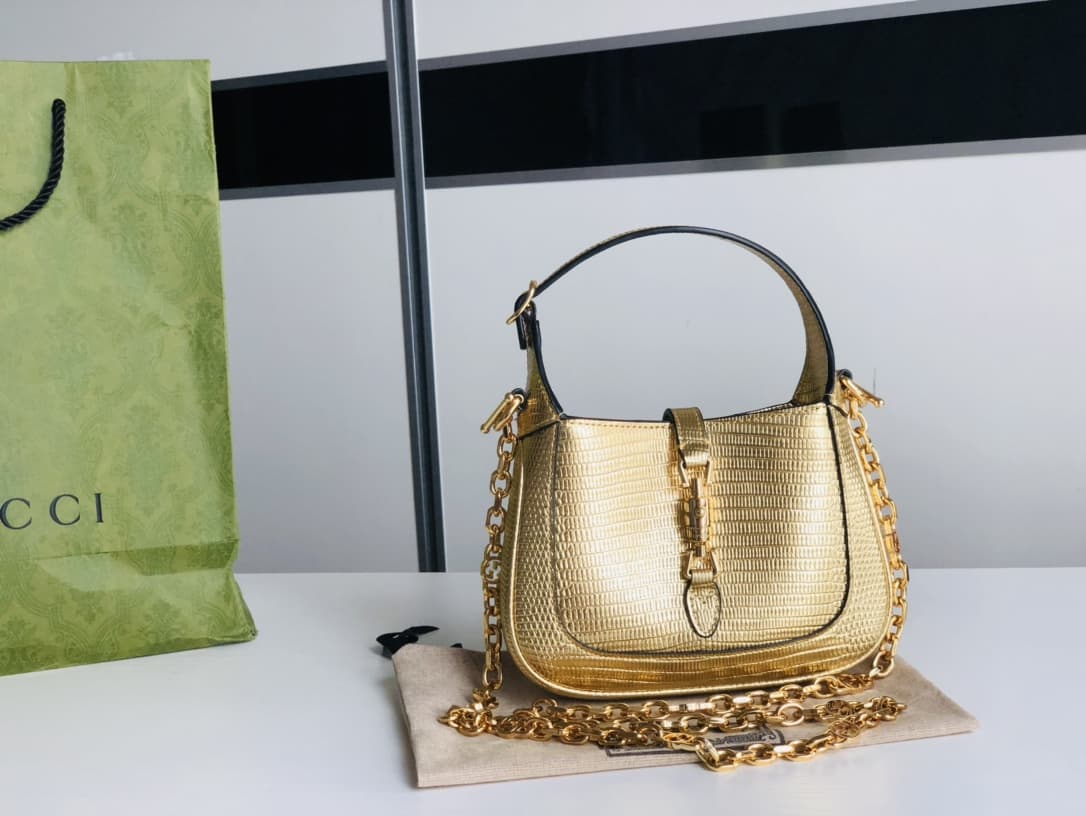 Jackie 1961 mini shoulder bag 675799 Lizard Gold High