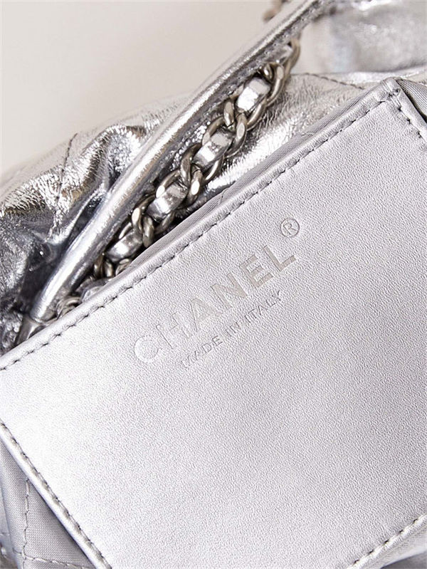 Chanel 22 MINI HANDBAG Metallic Calfskin & Silver-Tone Metal Silver AS3980 A