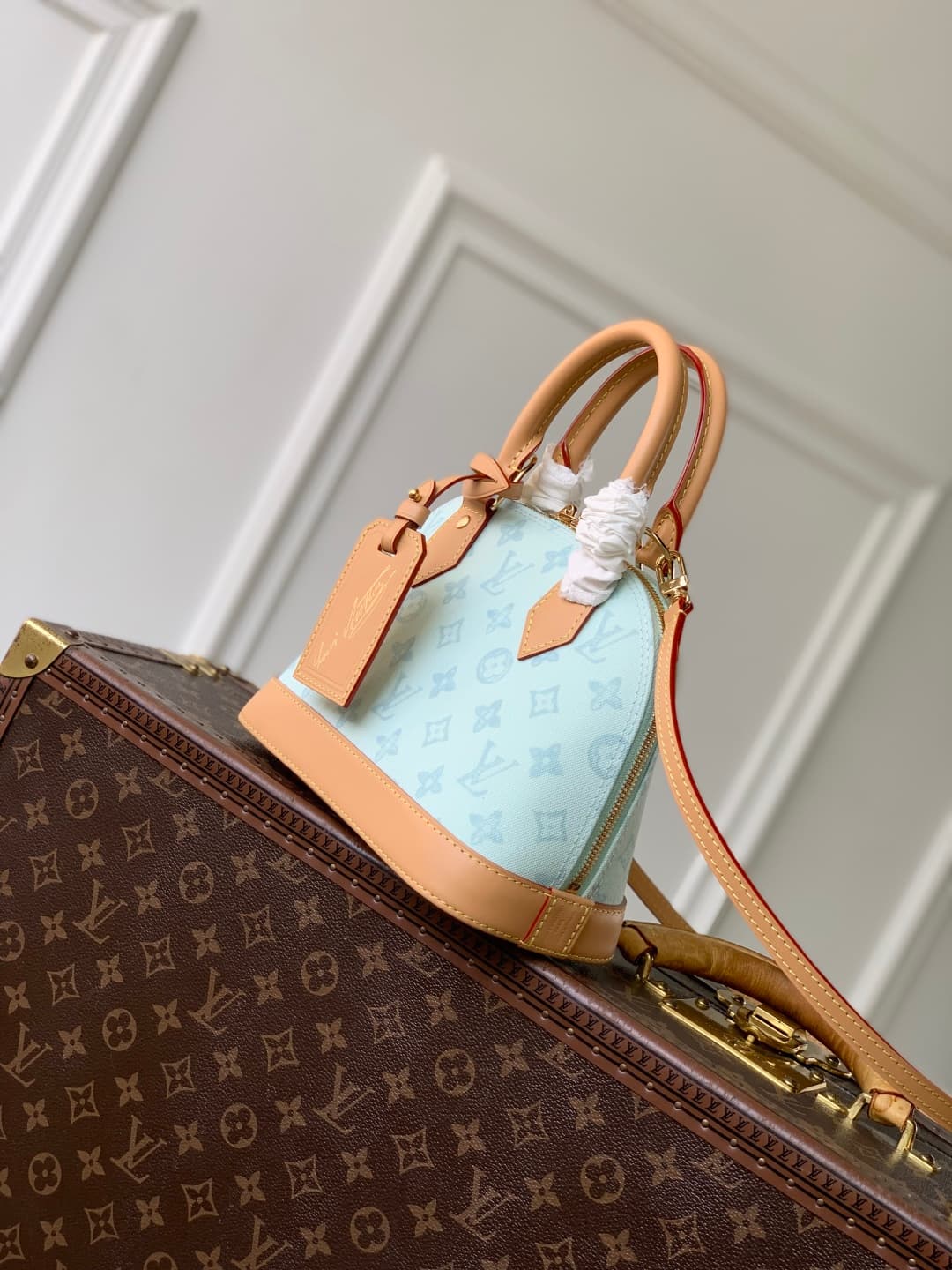 Louis Vuitton Alma BB handbag Monogram canvas in light blue M27526 high