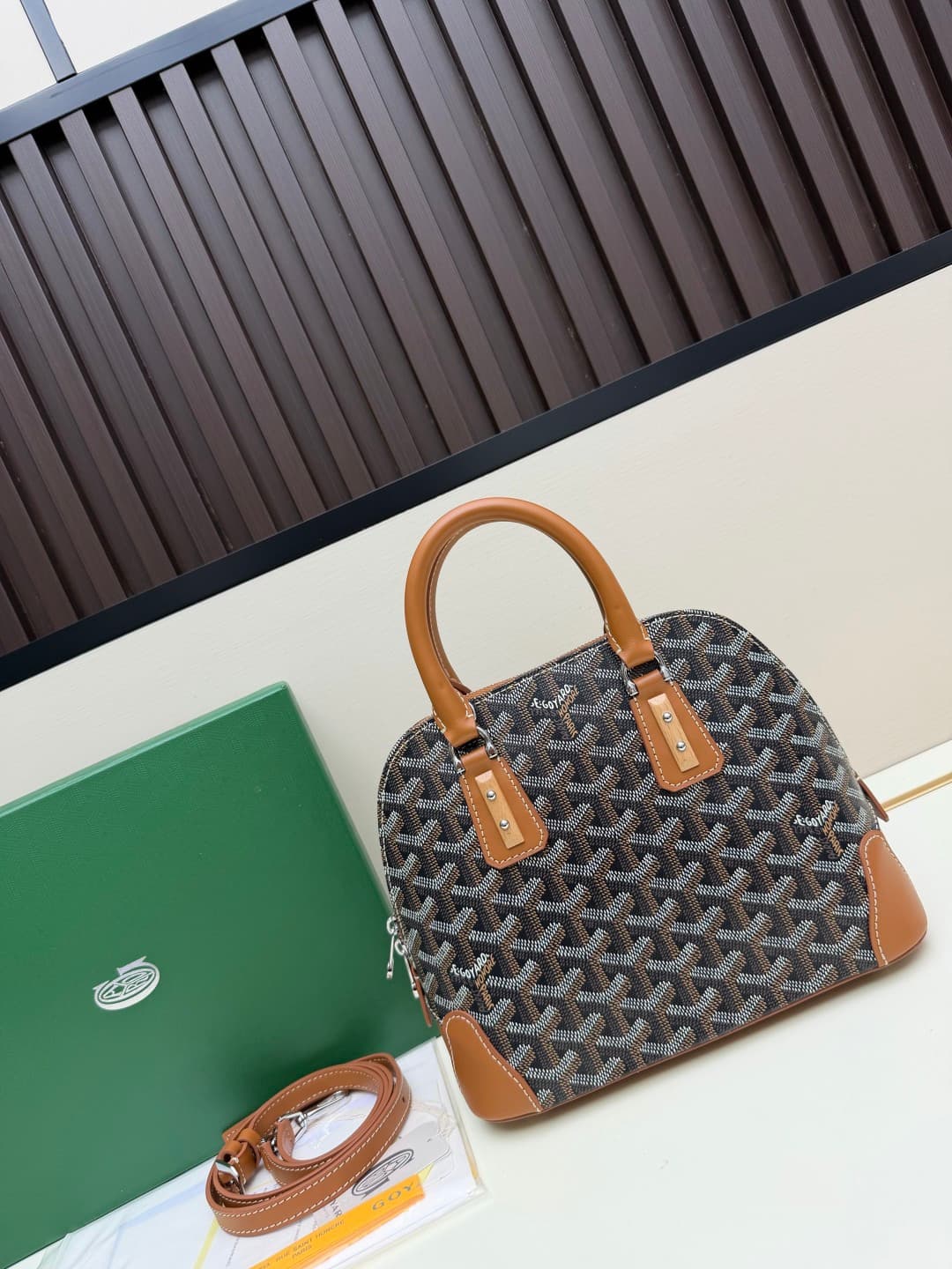 Goyard Vendôme mini bag in Goyardine coated canvas brown high