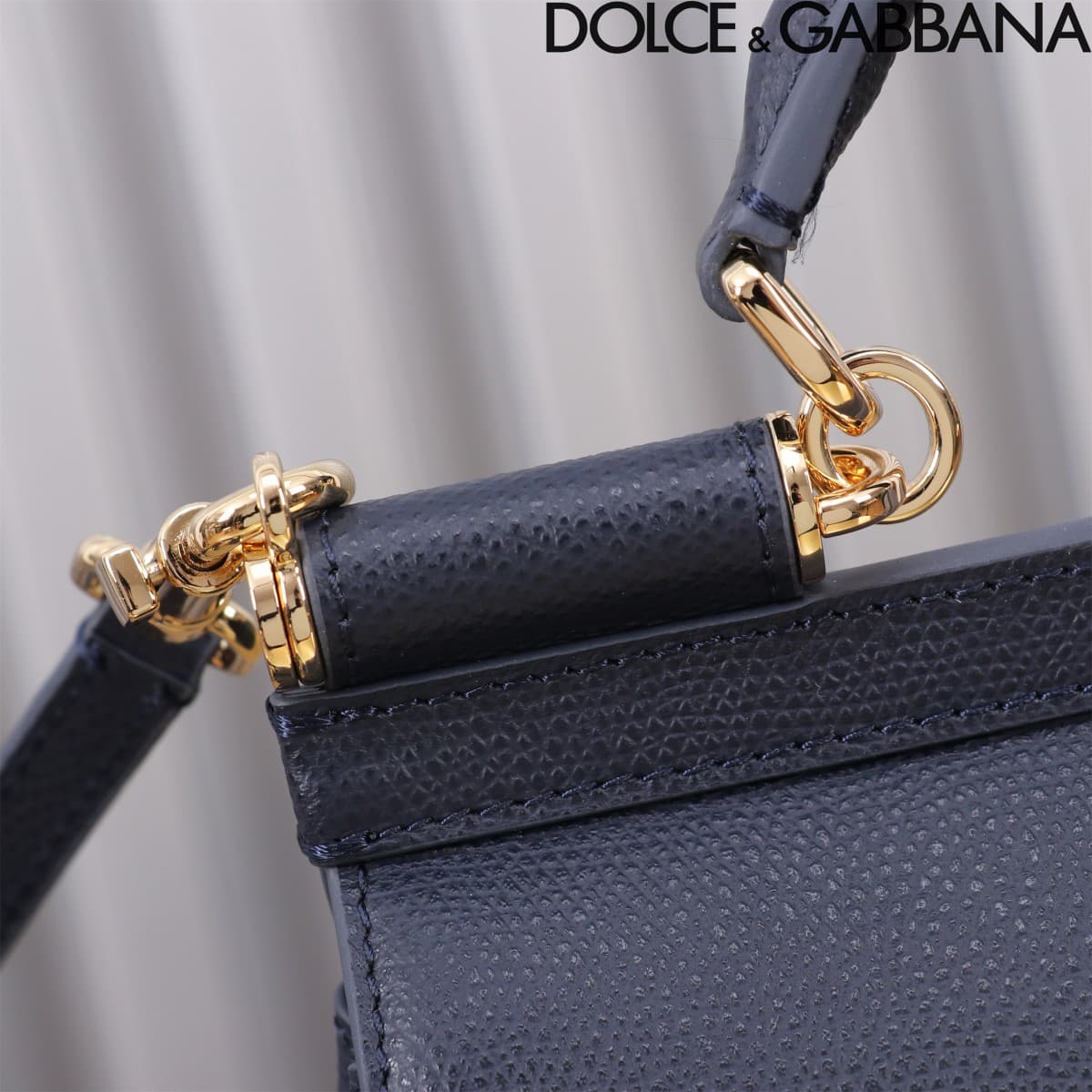 Dolce & Gabbana Miss Sicily top handle bag calfskin leather Navy Blue High