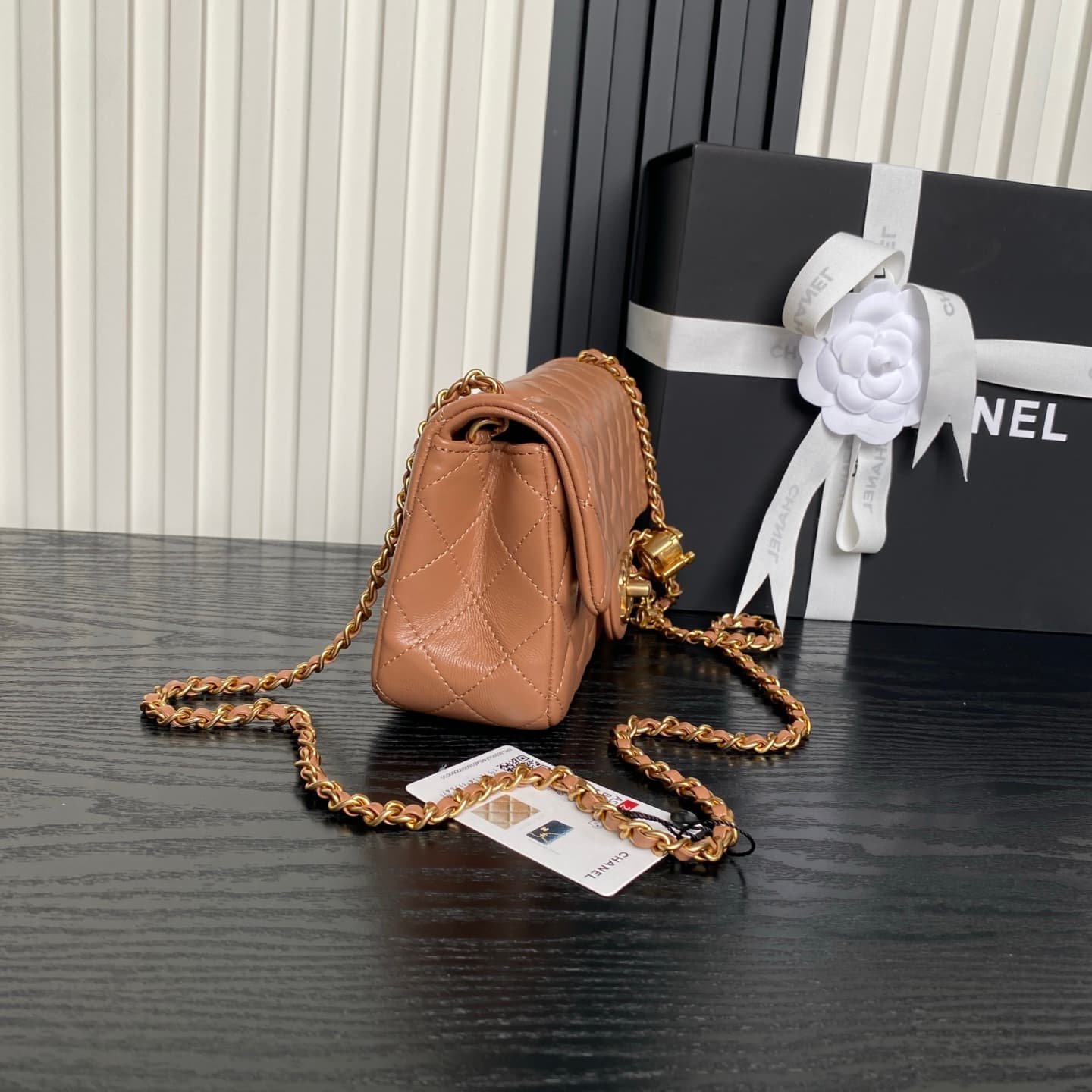Chanel Classic Flap Bag Lambskin & Gold-Tone Metal AS5759 Tan A