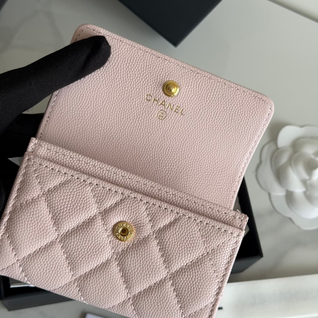 Chanel Card Holder Shiny Grained Calfskin Strass & Gold-Tone Metal AP5079 High