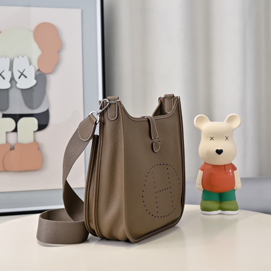 Hermes Evelyne III PM Bag Clemence Leather In Grey High