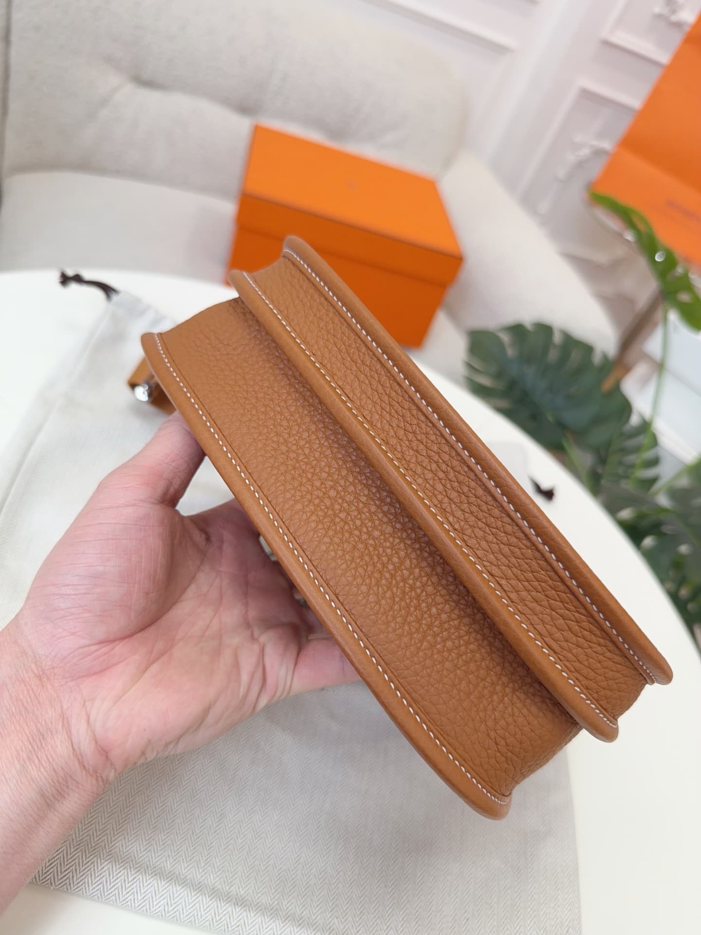 Hermes Evelyne Mini 23 Bag Calfskin In Gold WAX High