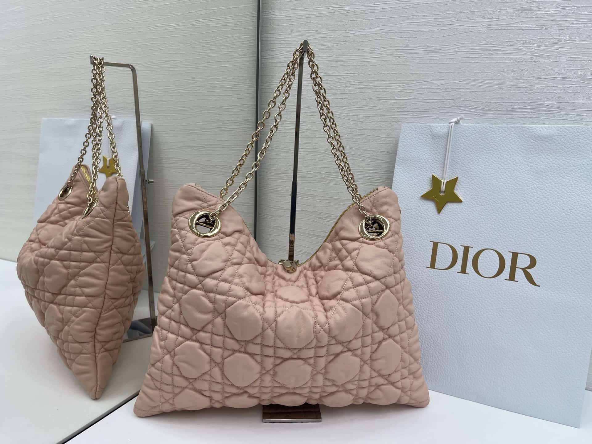 Medium Dior Crunchy Bag Pink Puffy Macrocannage Calfskin High