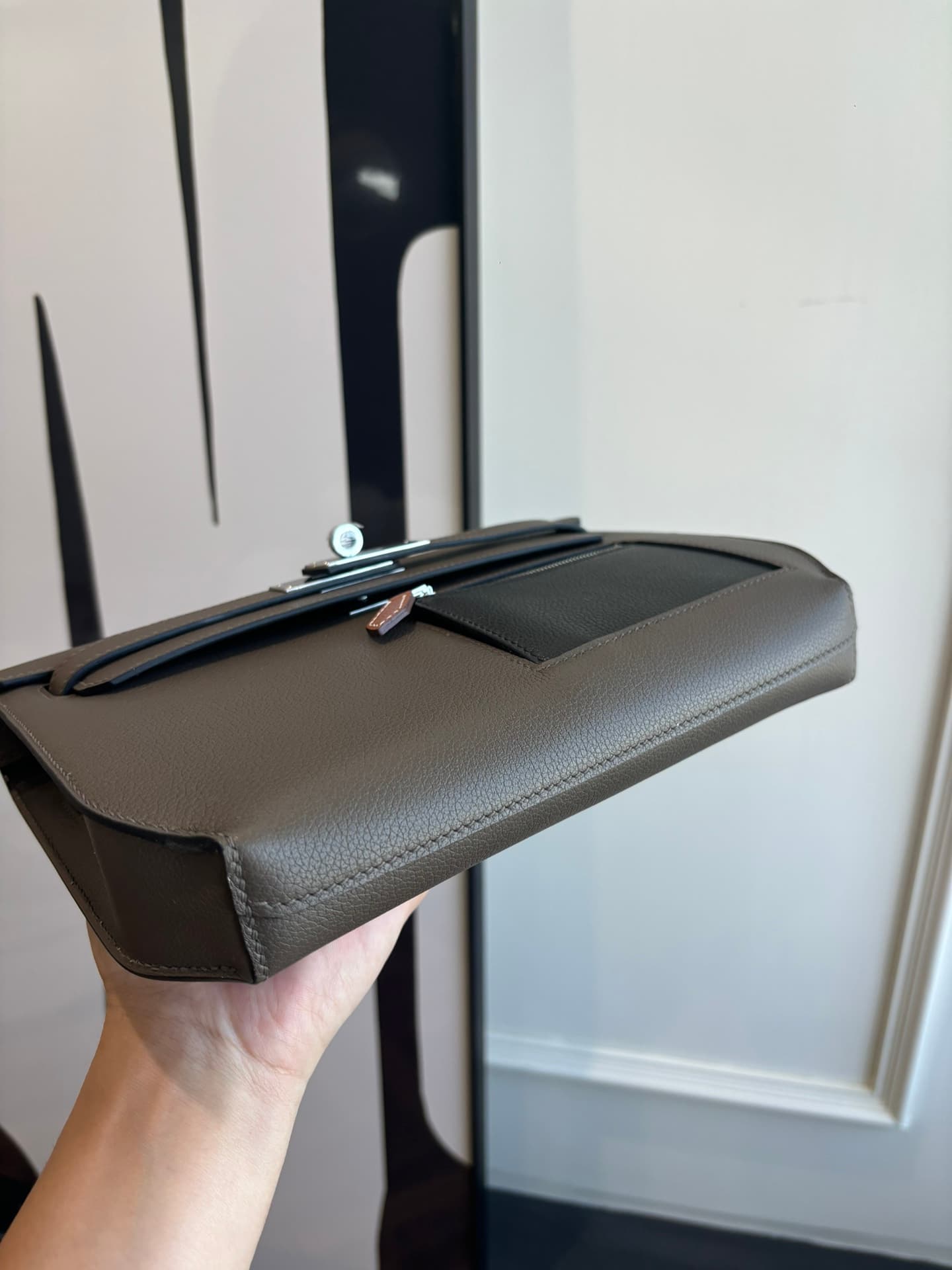 Hermes Kelly Depeches 25 Pouch Evercolor Leather WAX High