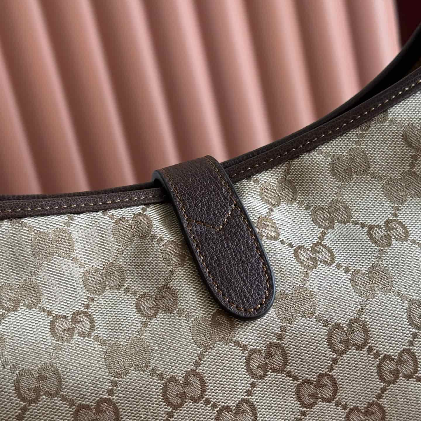 Gucci Jackie 1961 large crossbody bag Sand and dark brown GG canvas ‎863279 High