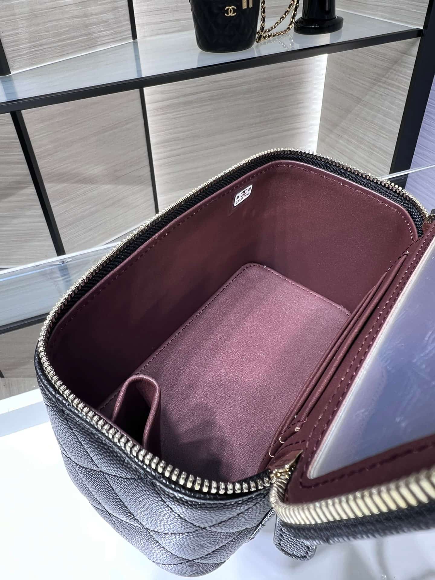 Chanel Classic Long Vanity with Chain Grained Calfskin & Gold-Tone Metal Black AP1341 High