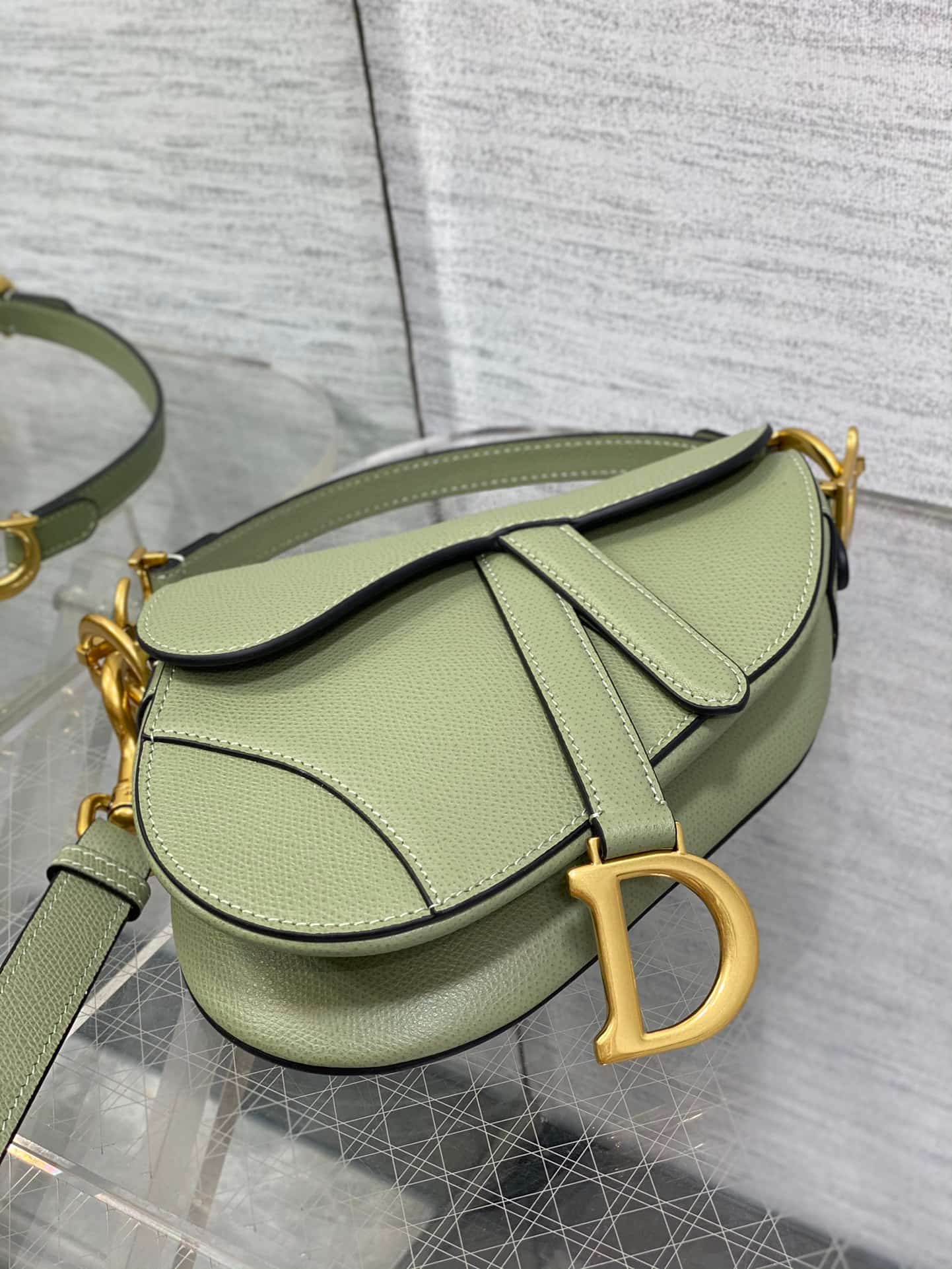 Mini SADDLE BAG Grained Calfskin Clay Green High