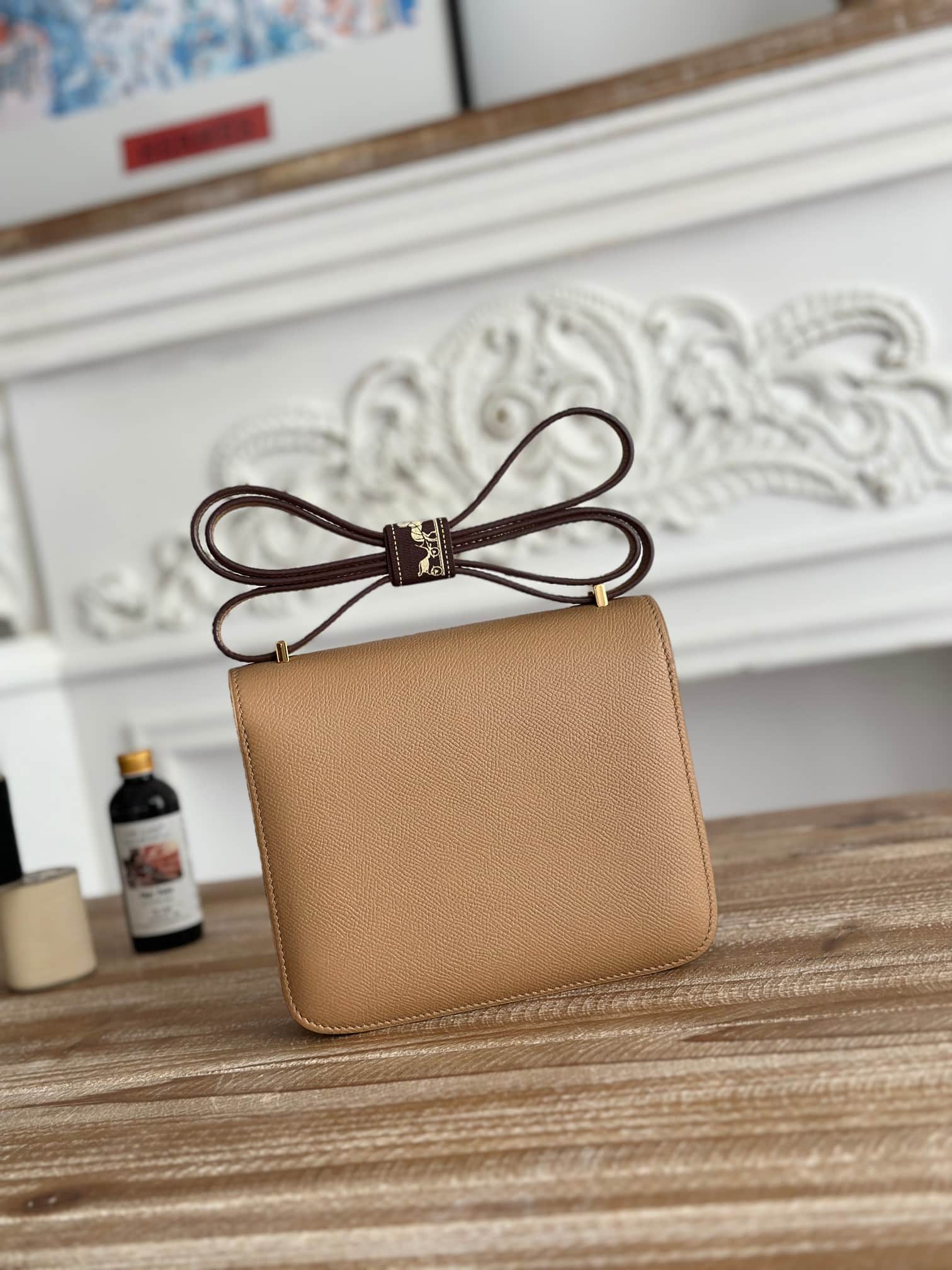 Hermes Mini Constance 18cm Epsom Bag WAX Chai High