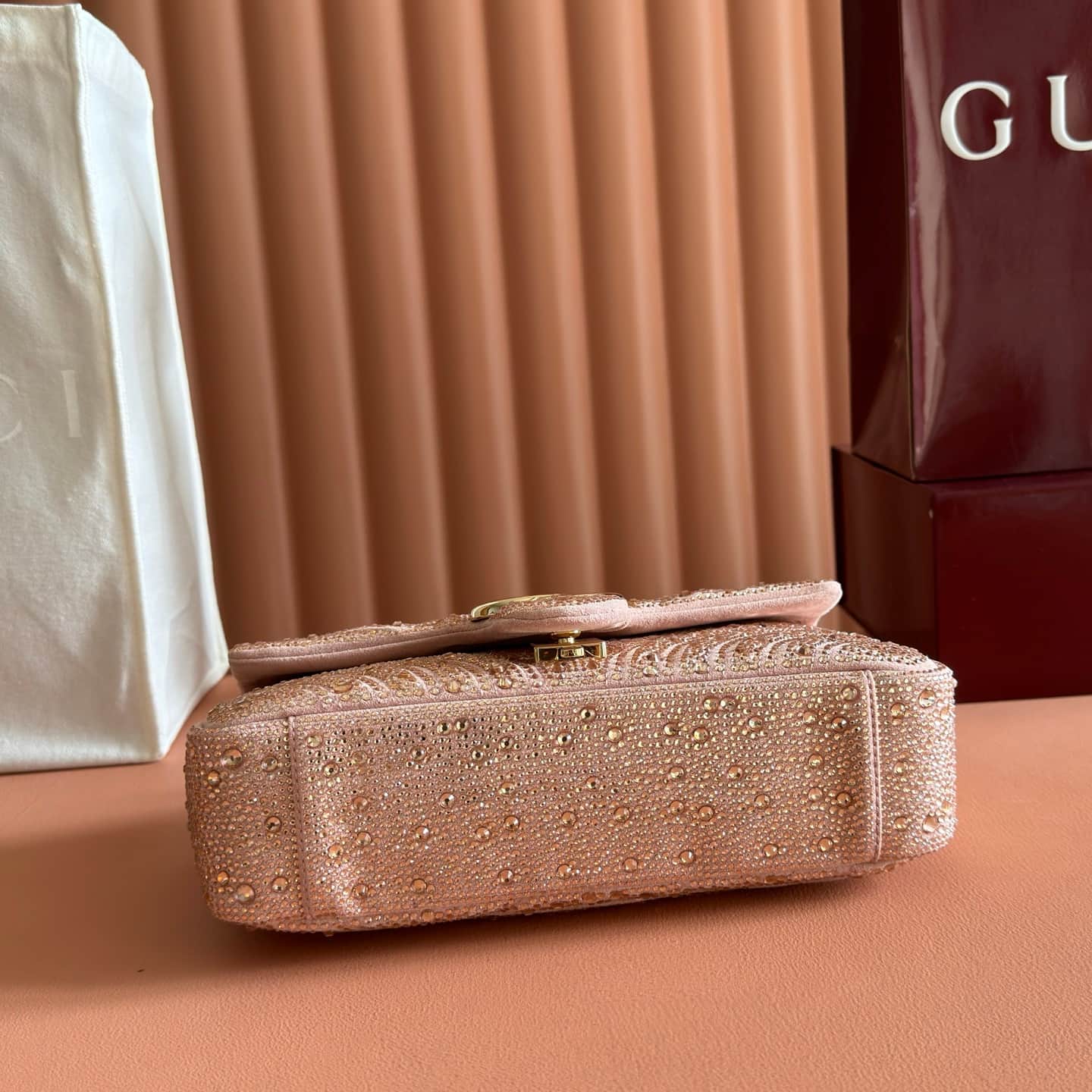 Gucci GG Marmont Shoulder Bag Pink / Crystal 837267 High