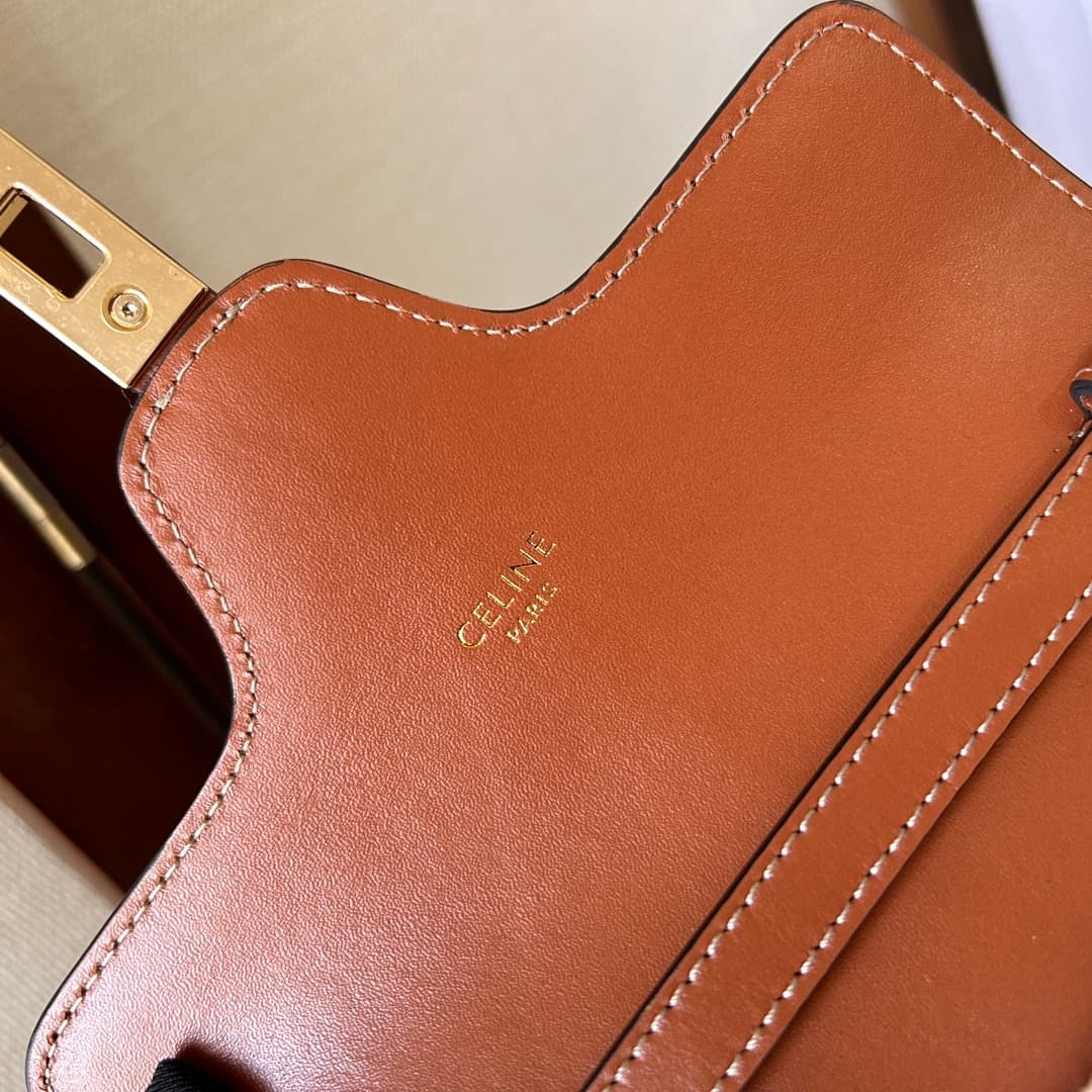 Celine Canvas and Calfskin Small 16 Bag in Natural and Tan High