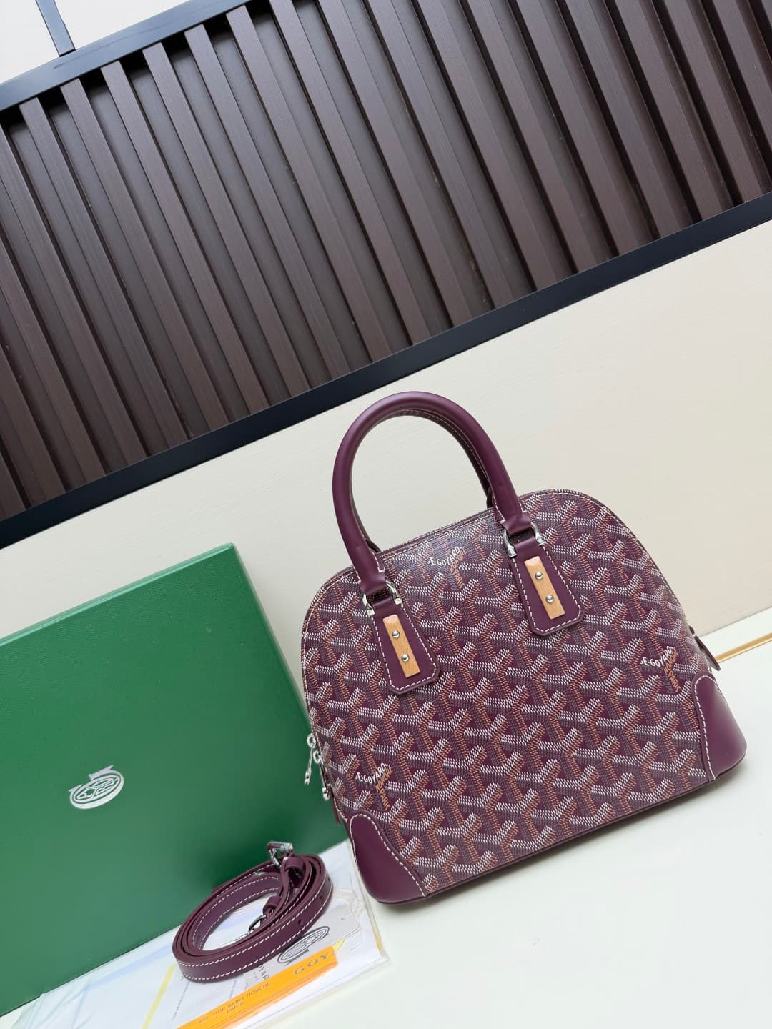 Goyard Vendôme mini bag in Goyardine coated canvas burgundy high