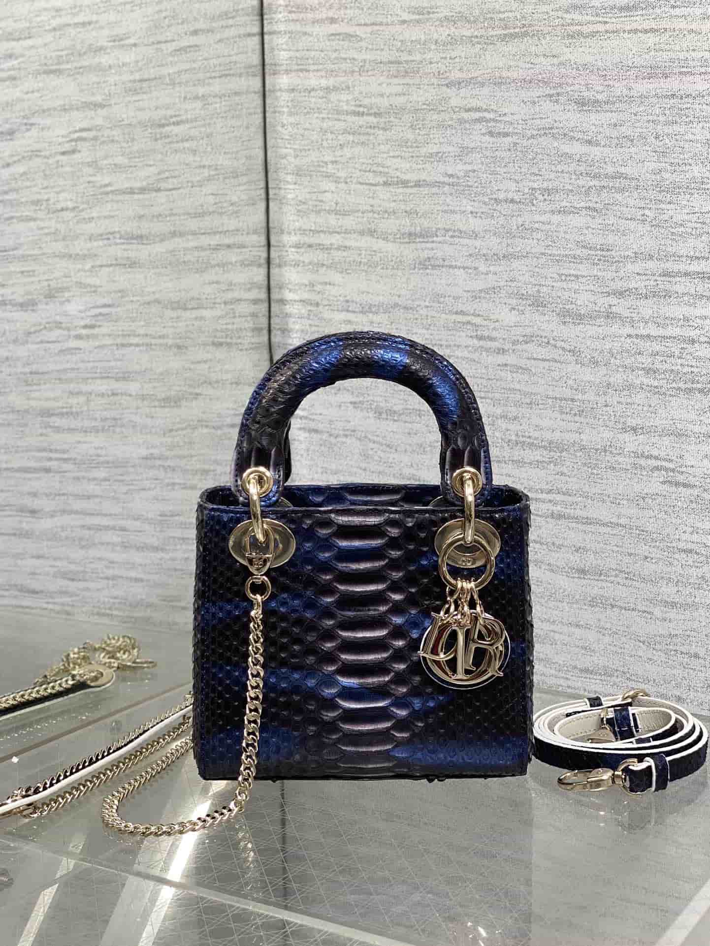 MINI LADY Dior BAG Cannage Python Gold-tone Metal High